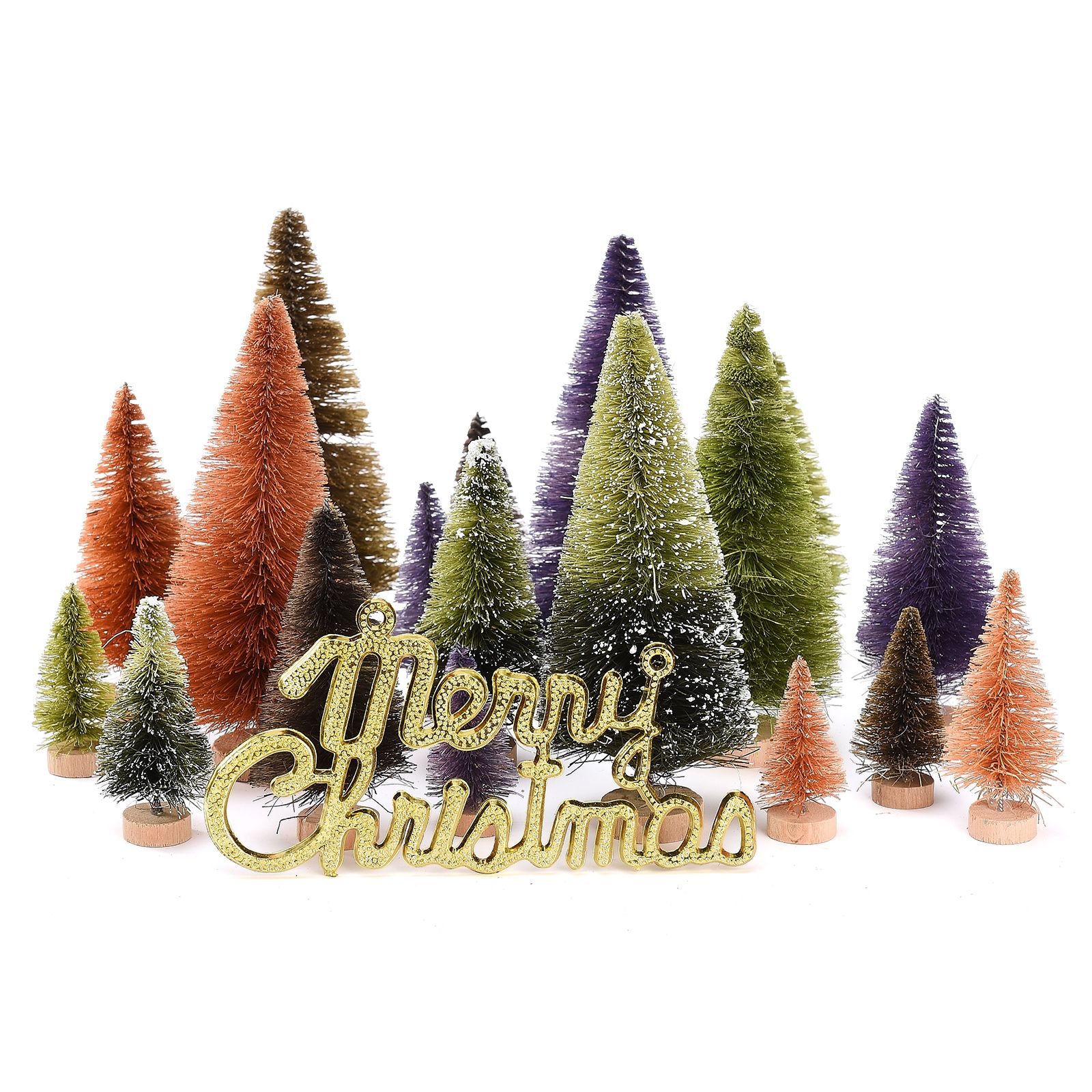 21pcs Artificial Christmas Trees Set Decoration Sisal Wood False Christmas view 5