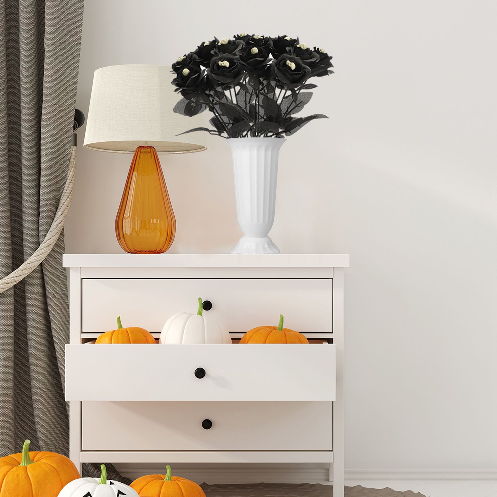 Artificial Rose Lifelike Decorative Bendable Fake Flower With Skull Head for view 5