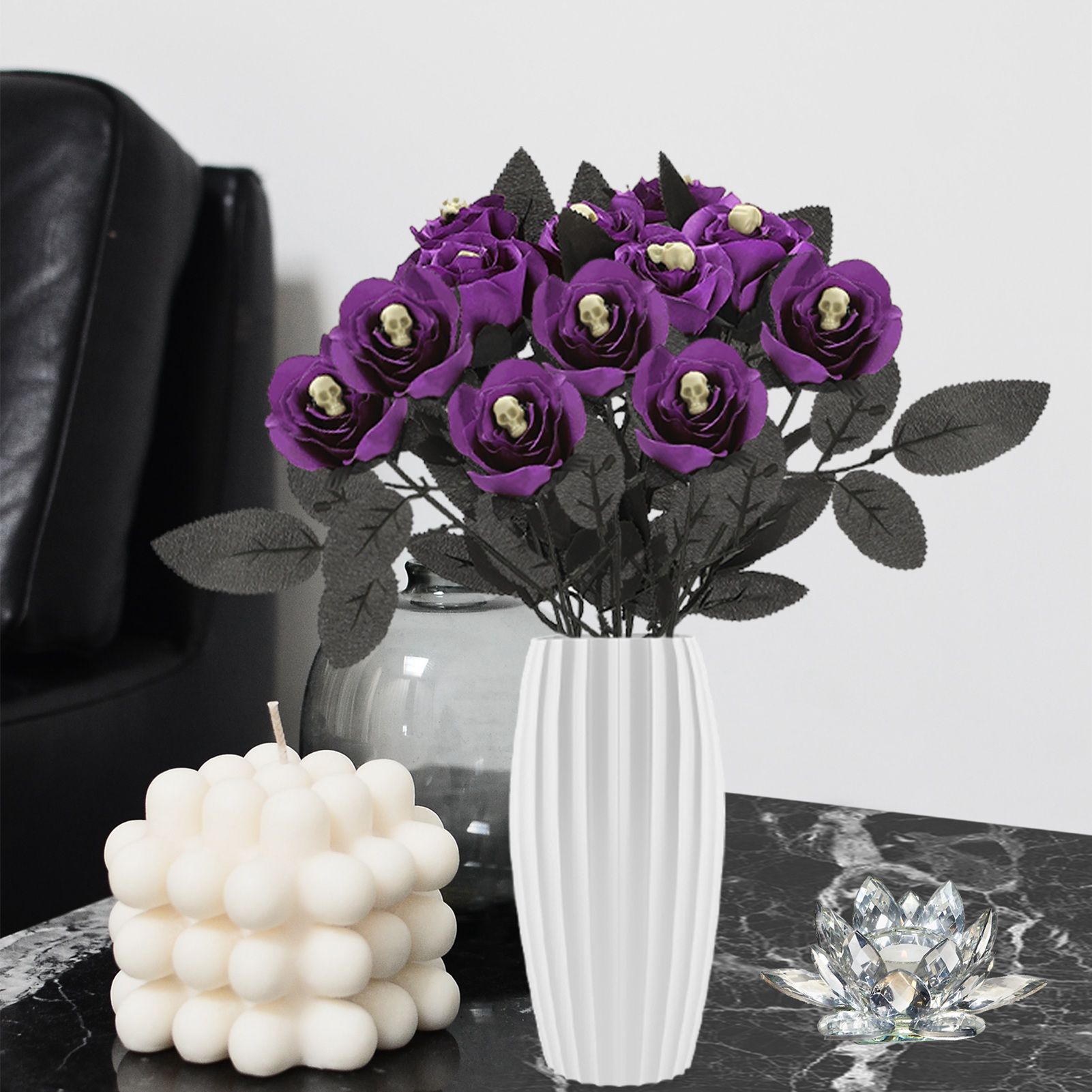 Artificial Rose Lifelike Decorative Bendable Fake Flower With Skull Head for view 7