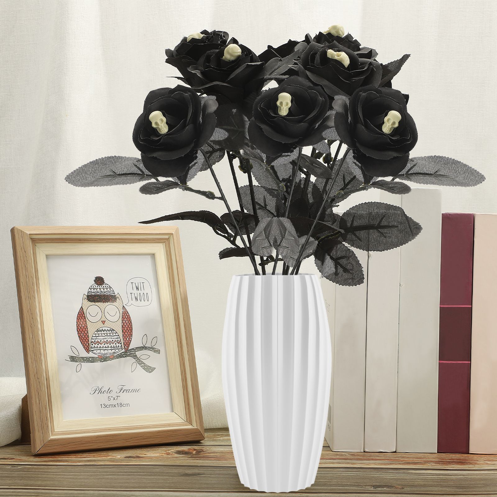 Artificial Rose Lifelike Decorative Bendable Fake Flower With Skull Head for view 4