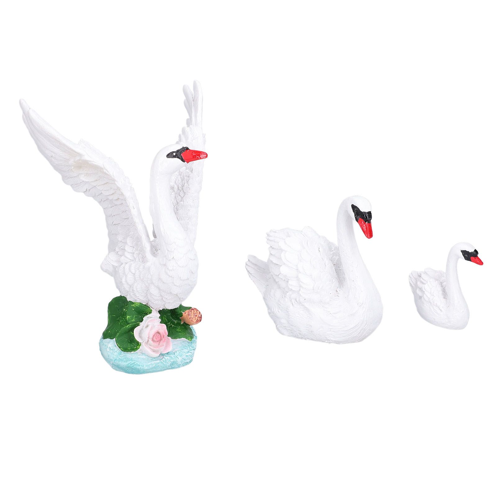 3pcs Resin Swan Ornaments Simulation Decorative Swan Figurine for Miniature view 3
