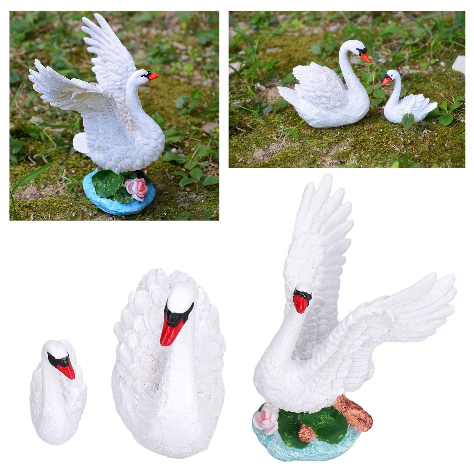 3pcs Resin Swan Ornaments Simulation Decorative Swan Figurine for Miniature view 11