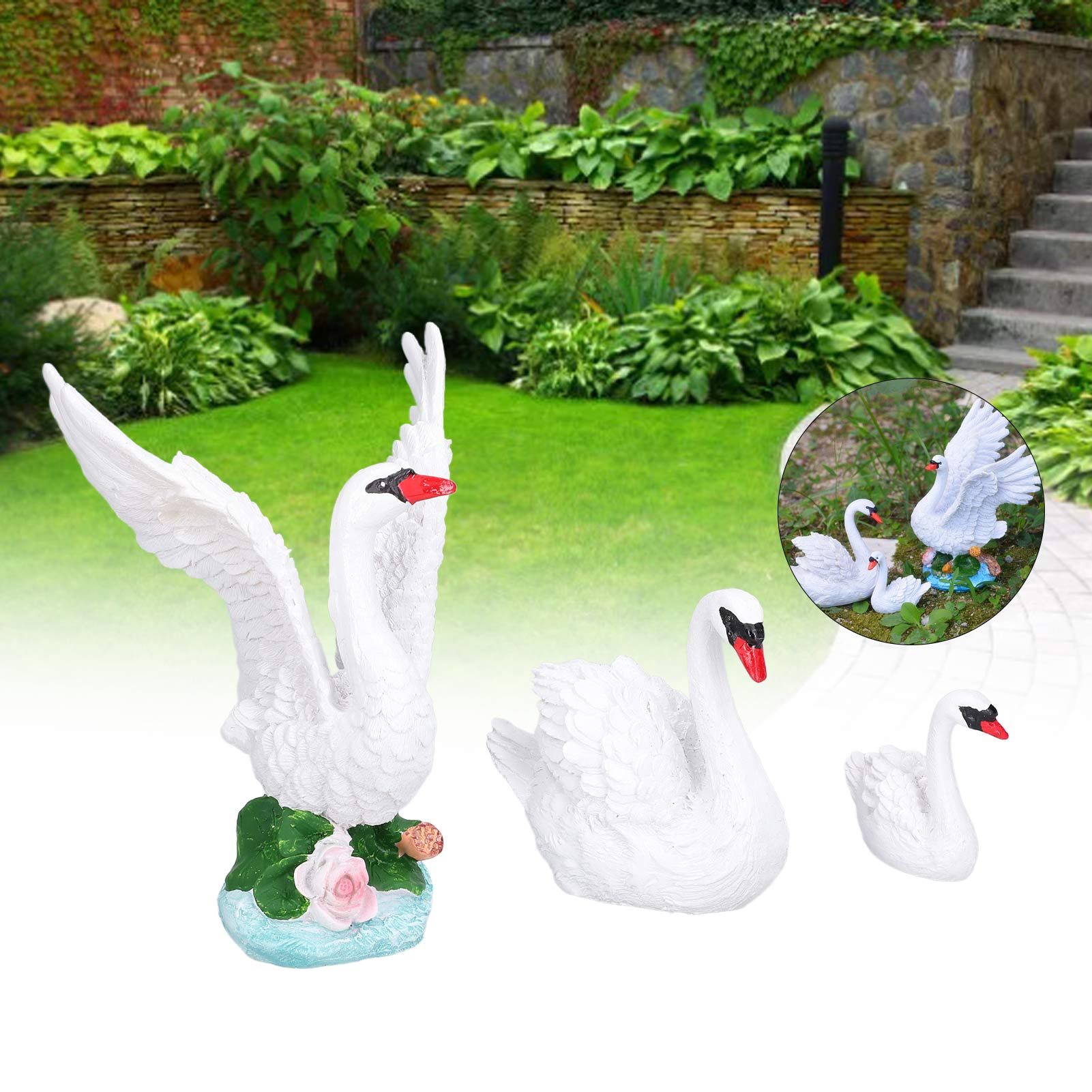 3pcs Resin Swan Ornaments Simulation Decorative Swan Figurine for Miniature view 12