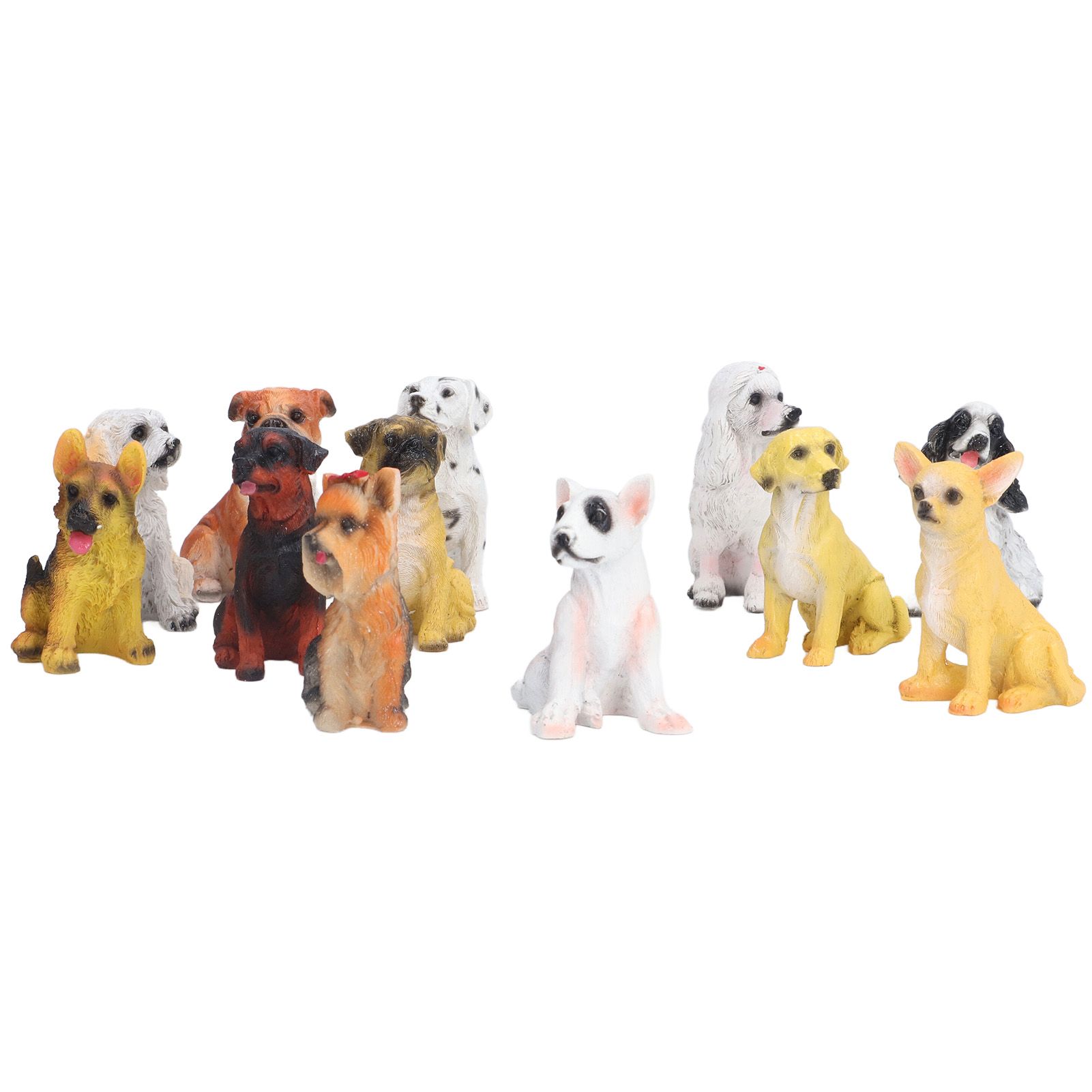 12Pcs Dog Ornaments Waterproof Textured Exquisite Vivid Dog Statues for Garden — image 1