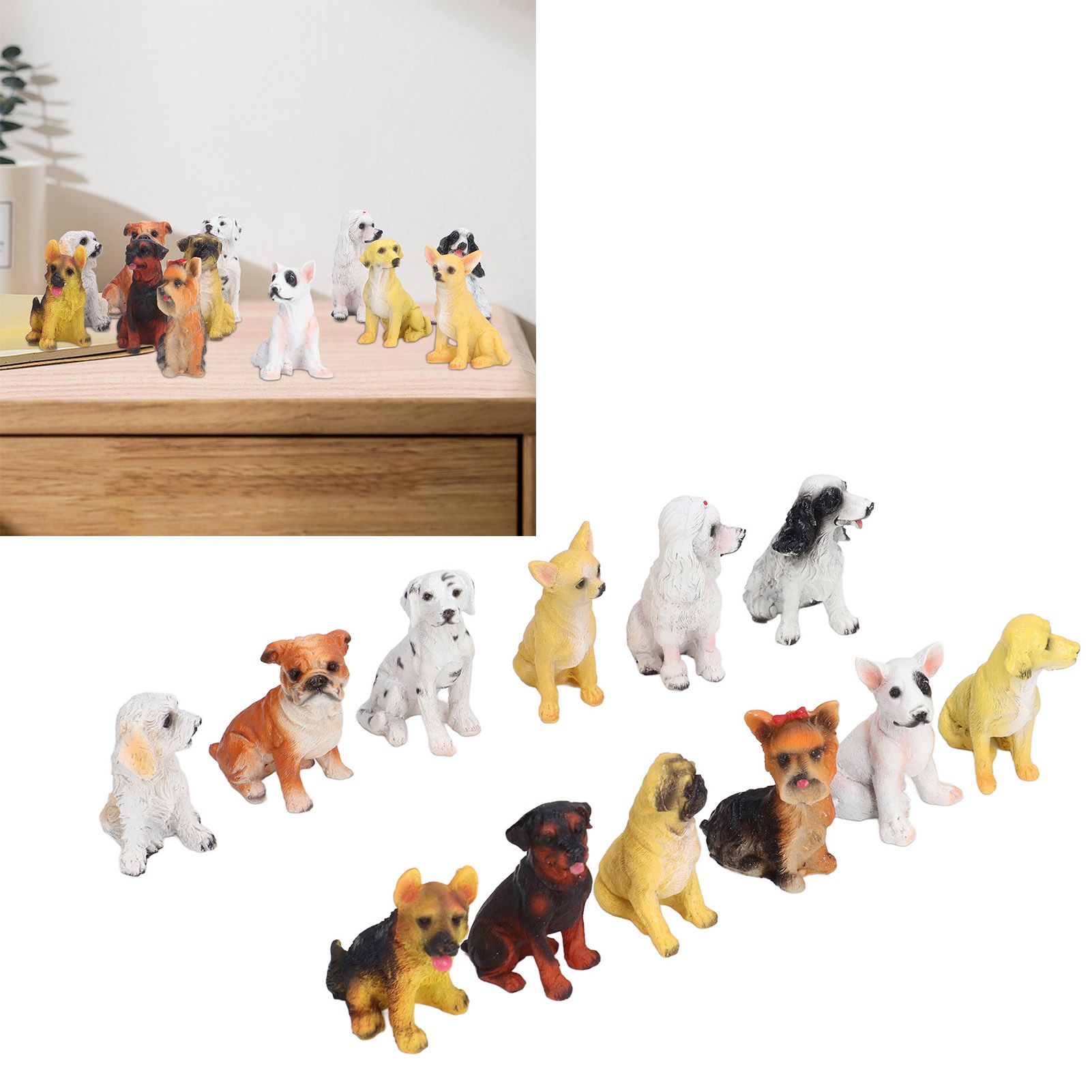 12Pcs Dog Ornaments Waterproof Textured Exquisite Vivid Dog Statues for Garden view 11