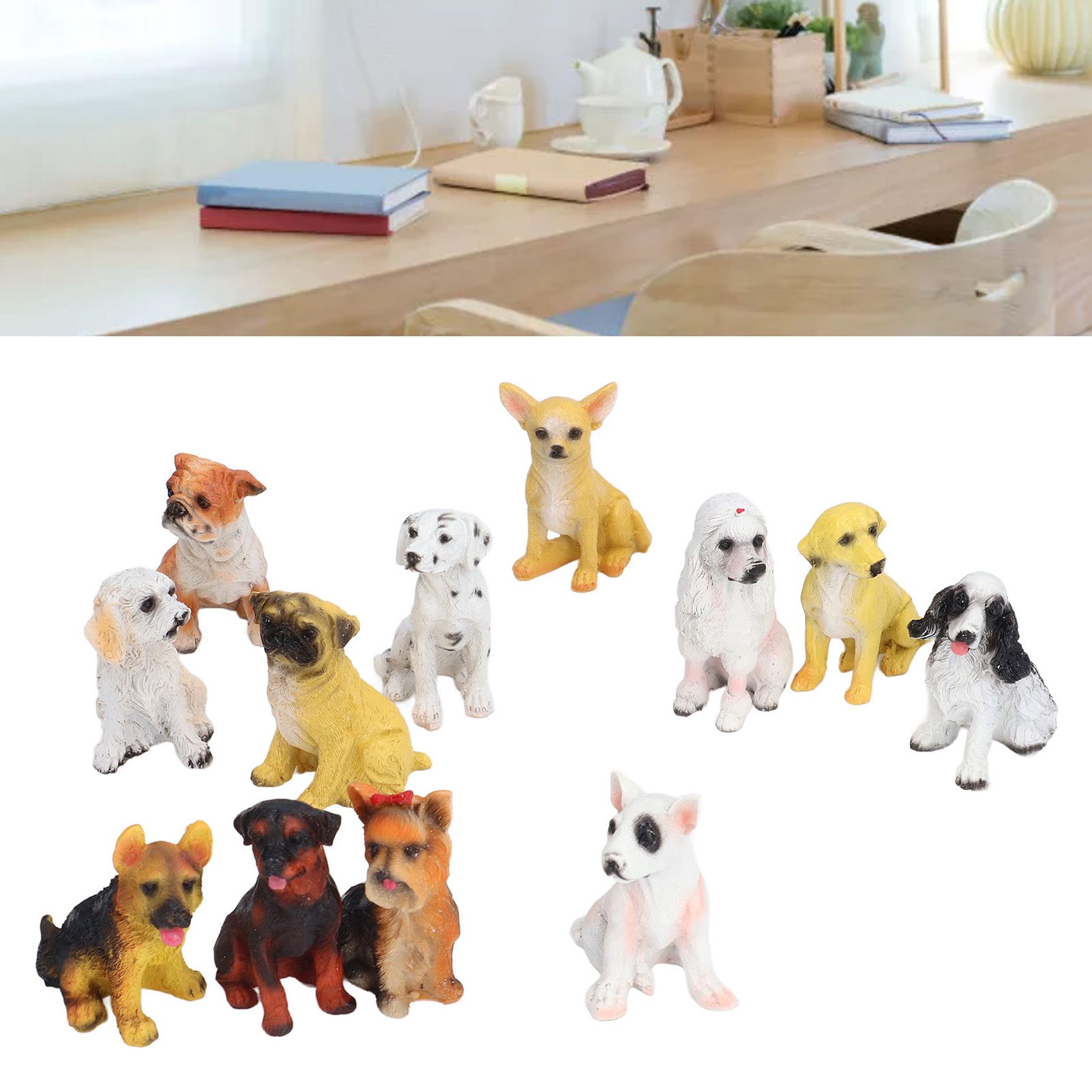12Pcs Dog Ornaments Waterproof Textured Exquisite Vivid Dog Statues for Garden view 12