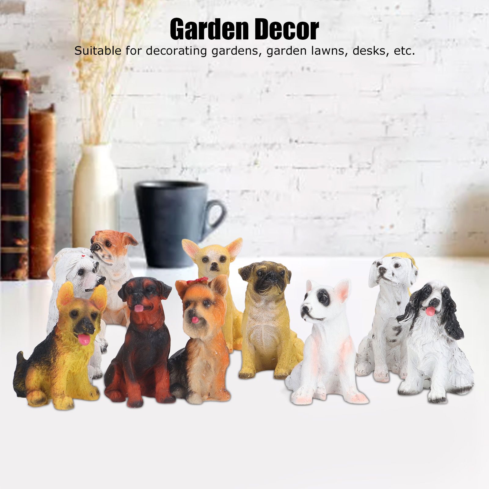12Pcs Dog Ornaments Waterproof Textured Exquisite Vivid Dog Statues for Garden view 13