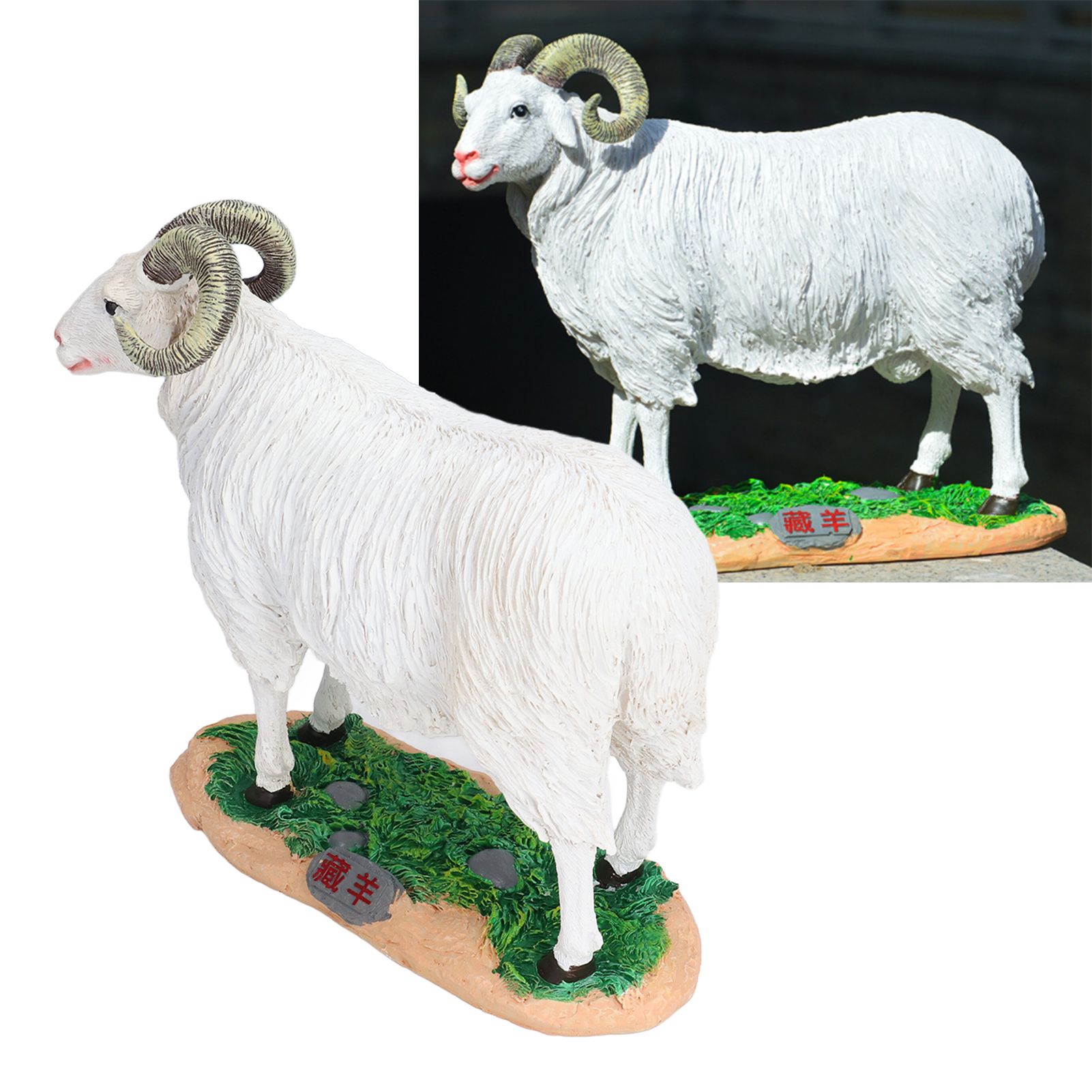 Sheep Statue Cute Vivid Rustic Waterproof Resin Sheep Figurine for Home Yard view 12
