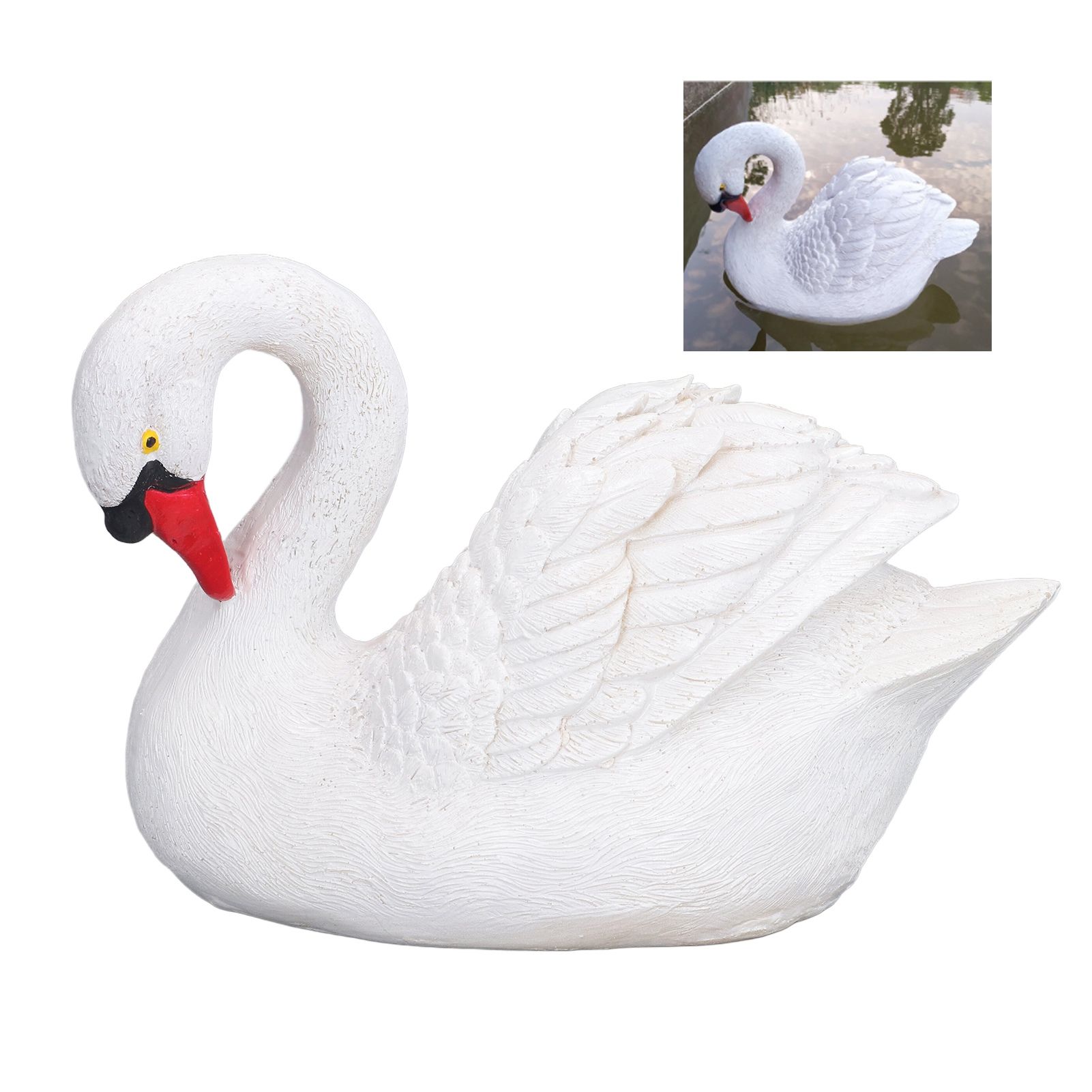 Resin White Swan Figurine Resin White Goose Statue for Outdoor Garden Yard view 11