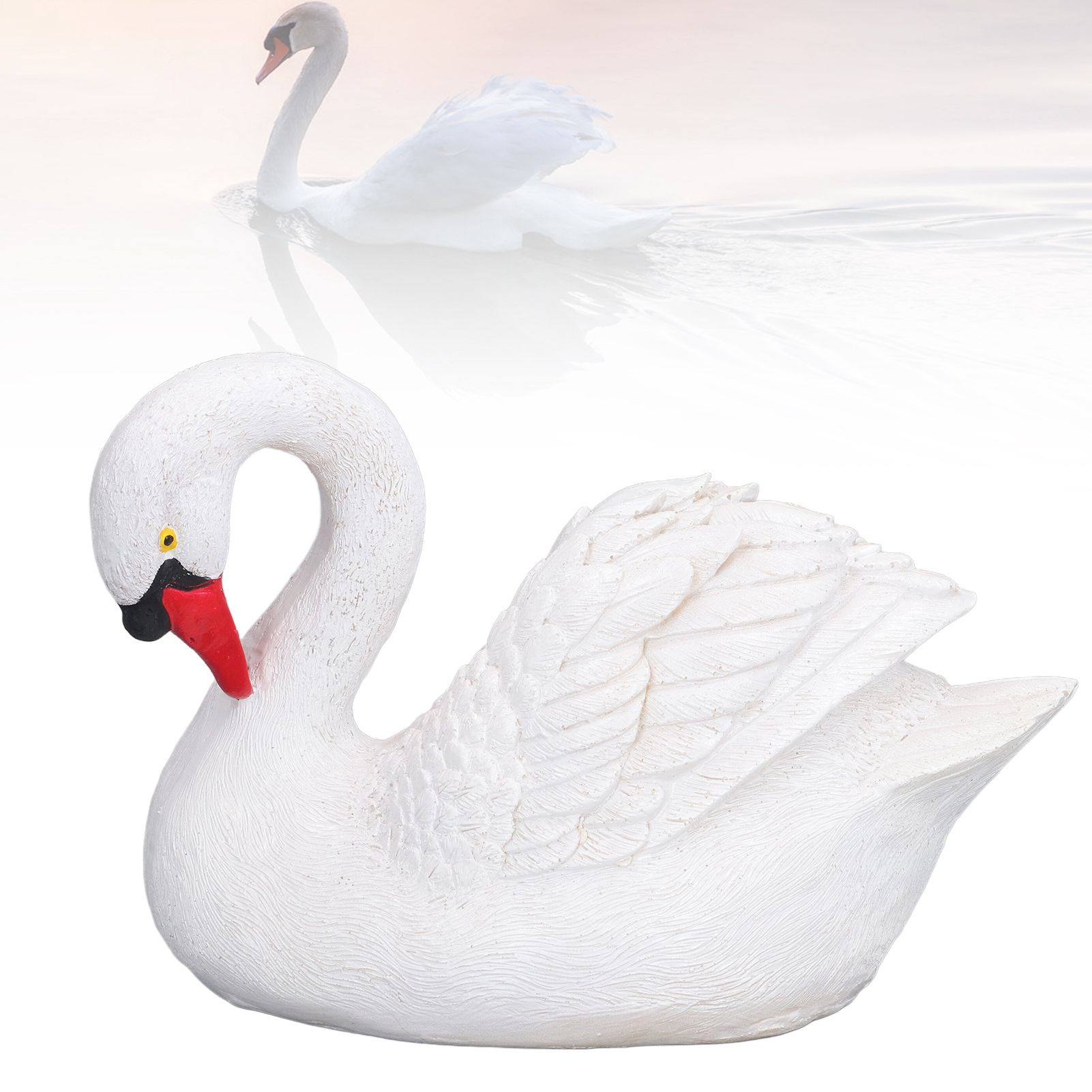 Resin White Swan Figurine Resin White Goose Statue for Outdoor Garden Yard view 12