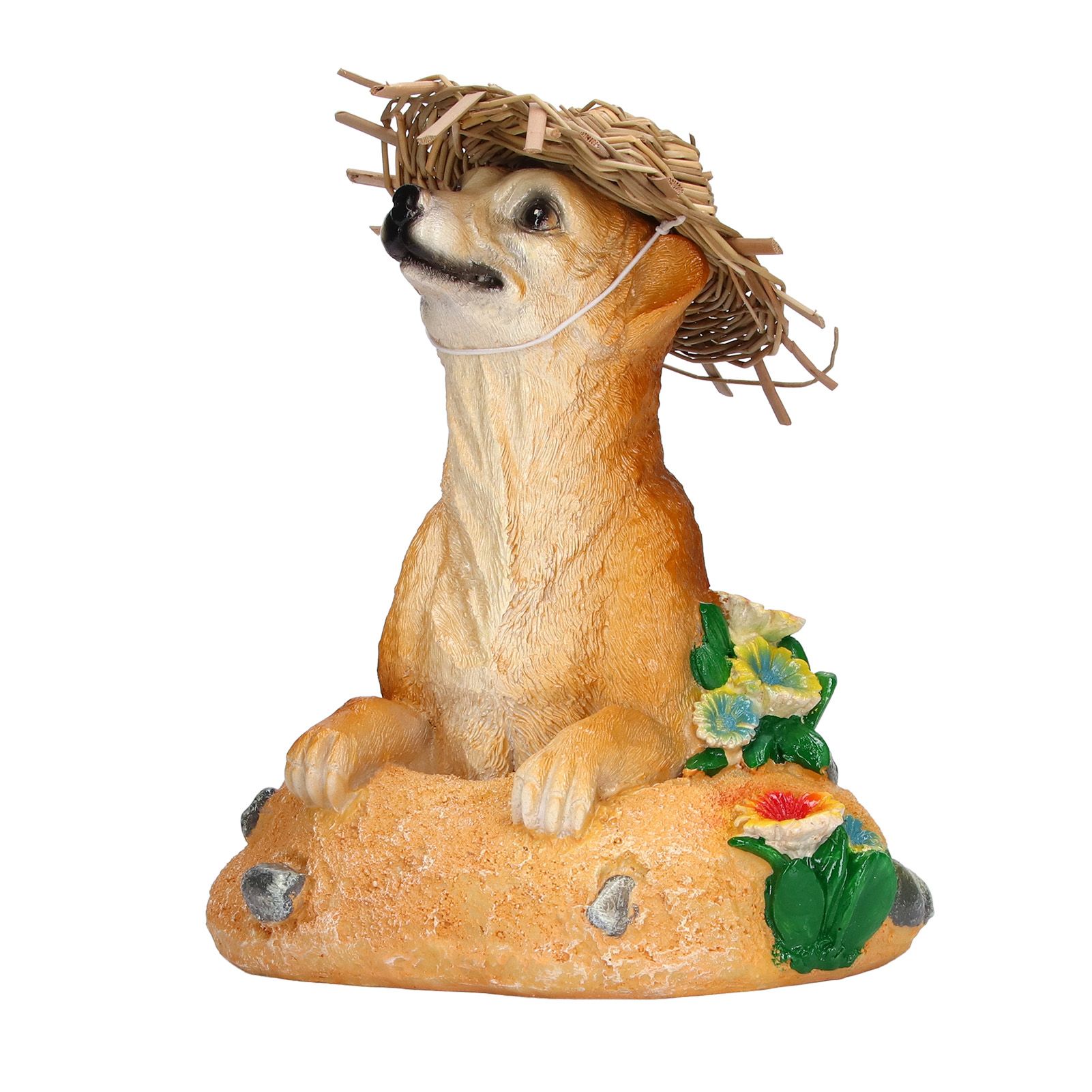 Straw Hat Meerkat Ornaments Meerkat Garden Statue Flower Pot Decoration Resin view 4