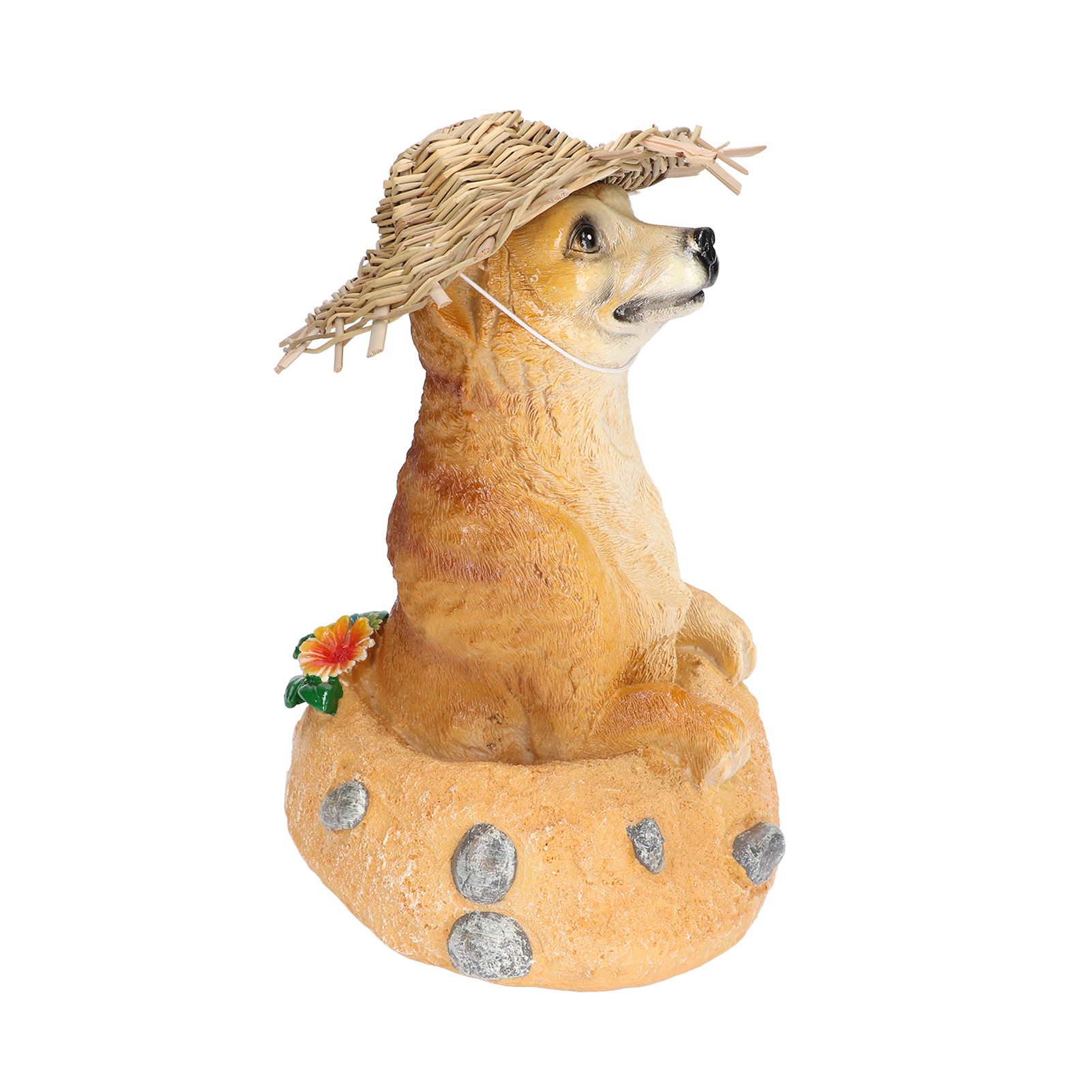 Straw Hat Meerkat Ornaments Meerkat Garden Statue Flower Pot Decoration Resin view 6