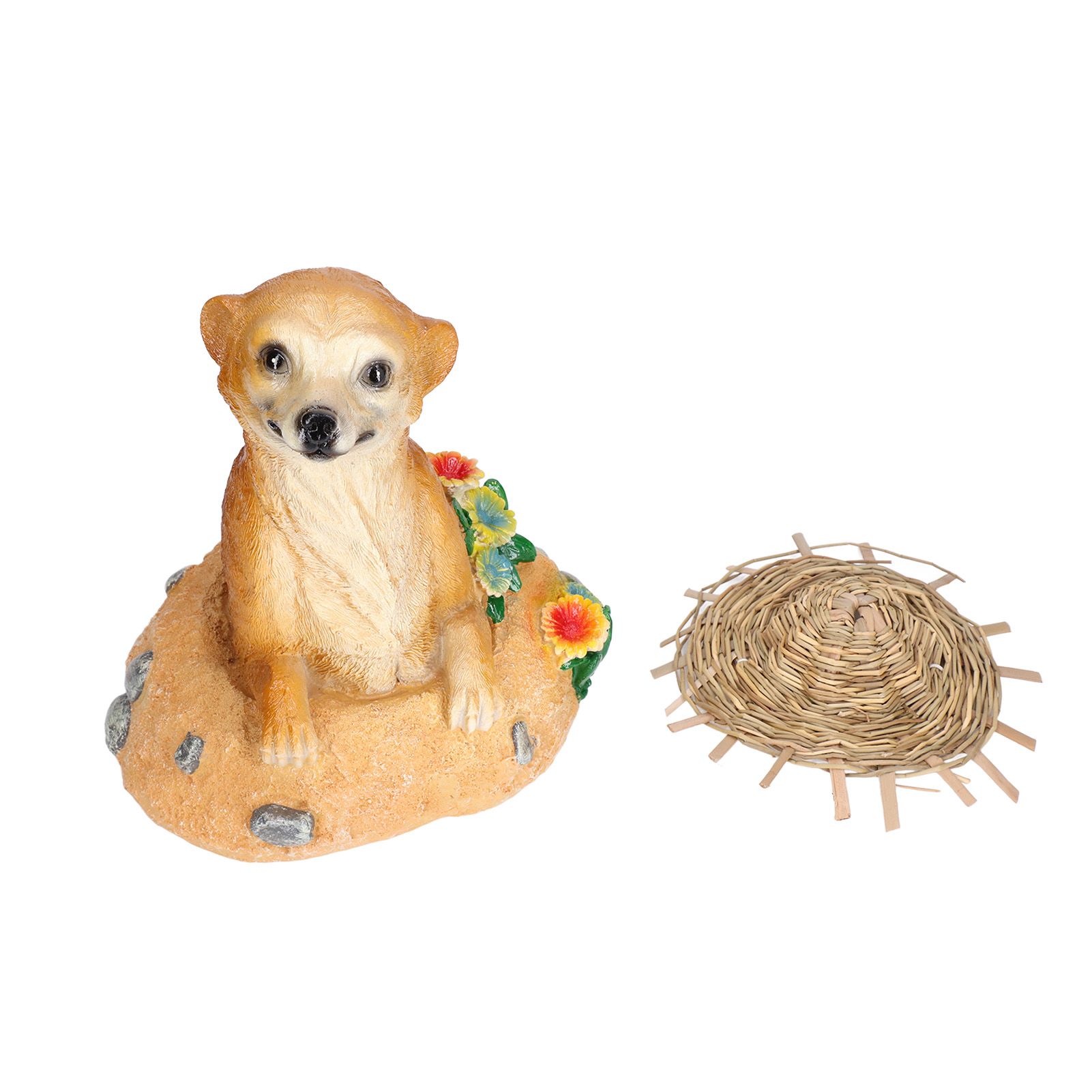 Straw Hat Meerkat Ornaments Meerkat Garden Statue Flower Pot Decoration Resin view 7