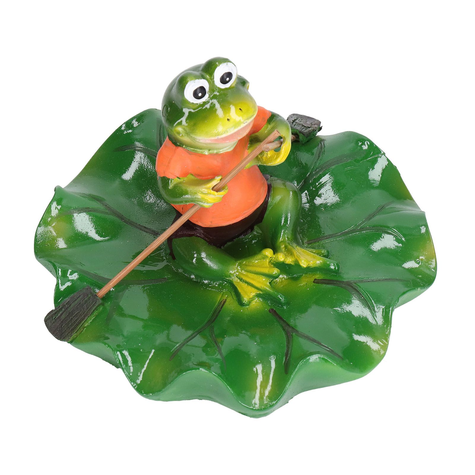Simulation Resin Floating Lotus Leaf Frogs Ornament Fish Pond Fountain view 2