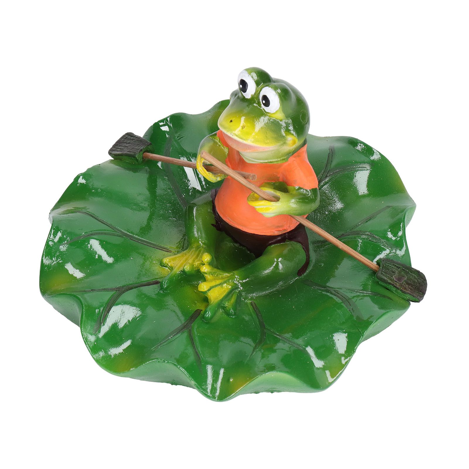 Simulation Resin Floating Lotus Leaf Frogs Ornament Fish Pond Fountain view 4