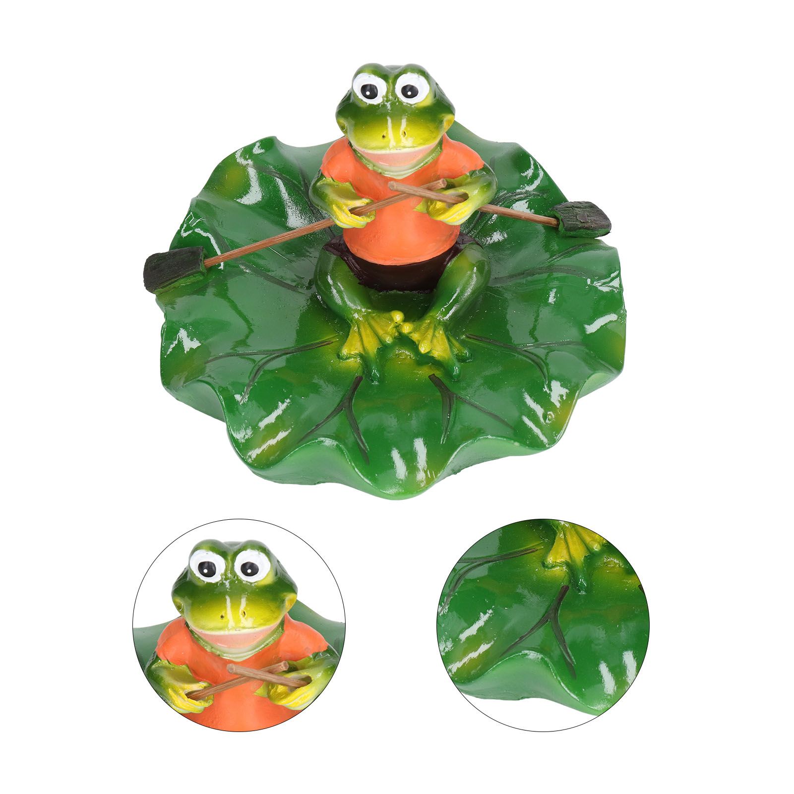 Simulation Resin Floating Lotus Leaf Frogs Ornament Fish Pond Fountain view 10