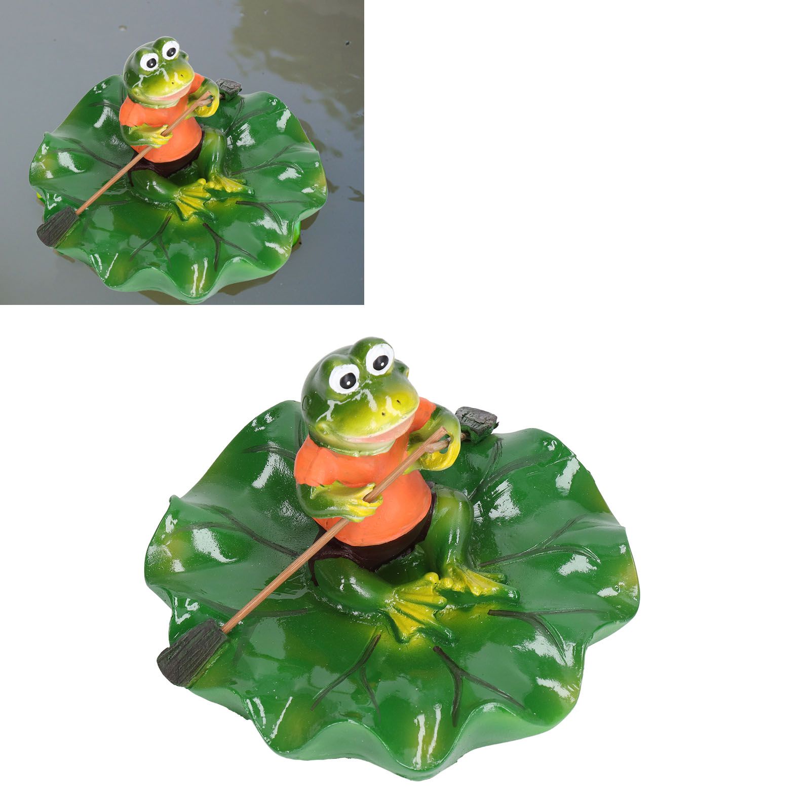 Simulation Resin Floating Lotus Leaf Frogs Ornament Fish Pond Fountain view 11