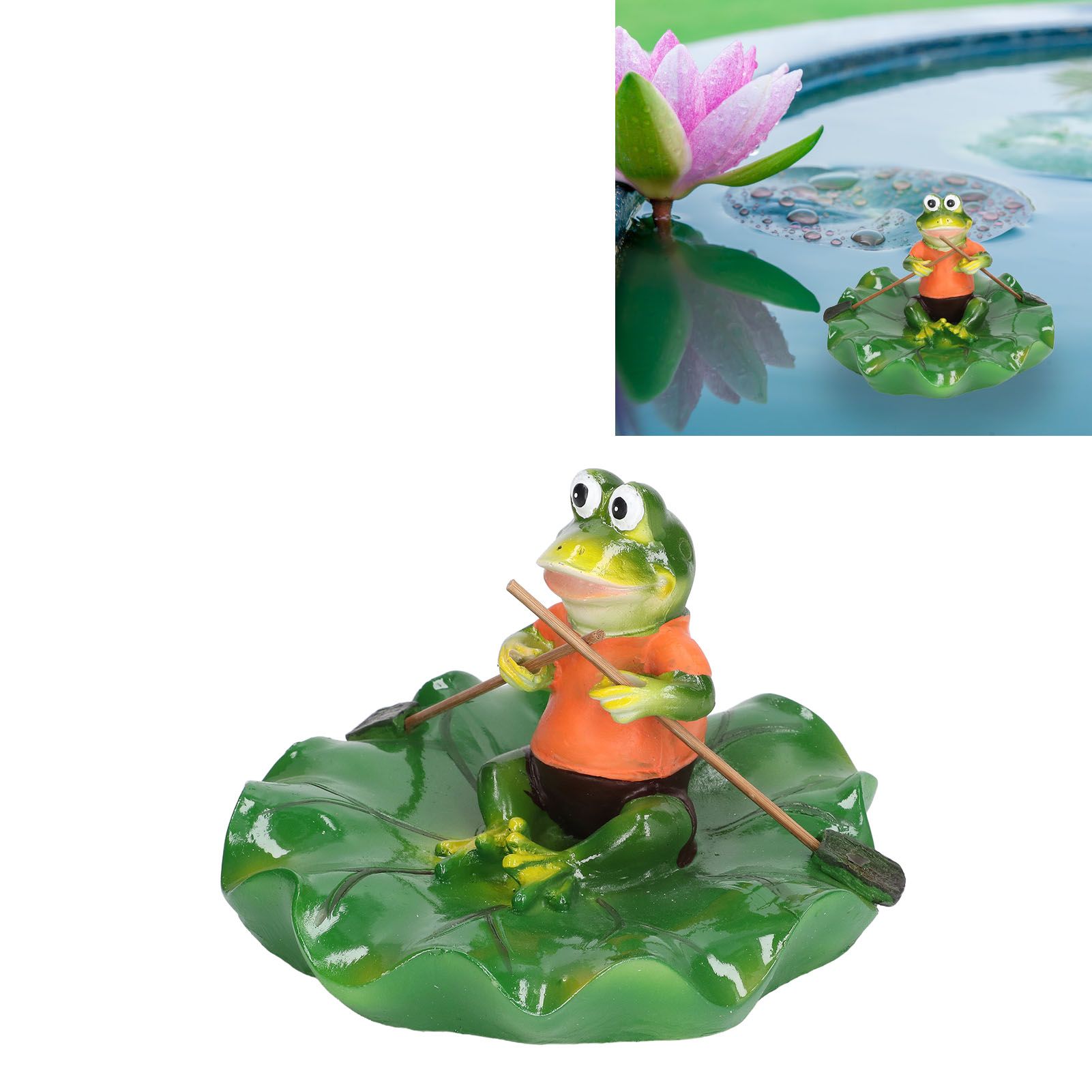 Simulation Resin Floating Lotus Leaf Frogs Ornament Fish Pond Fountain view 12