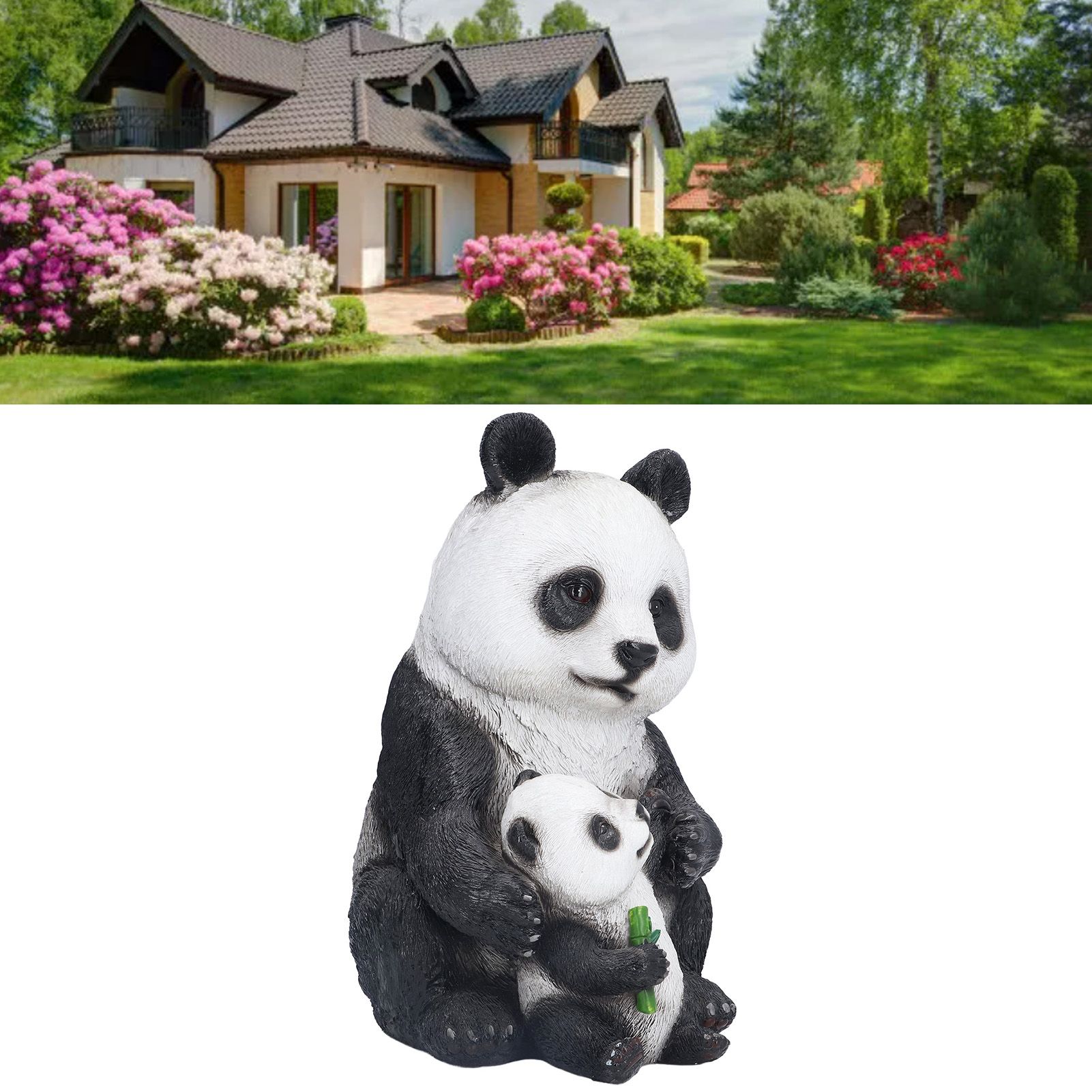 Simulation Panda Ornaments Synthetic Resin Bear Ornaments for Garden Lawn Desk view 11