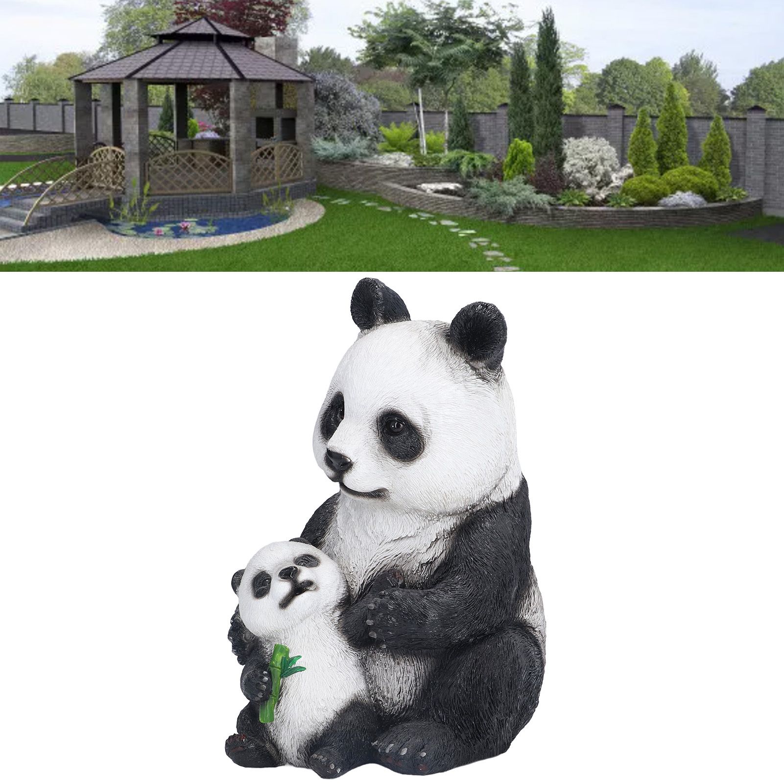 Simulation Panda Ornaments Synthetic Resin Bear Ornaments for Garden Lawn Desk view 12