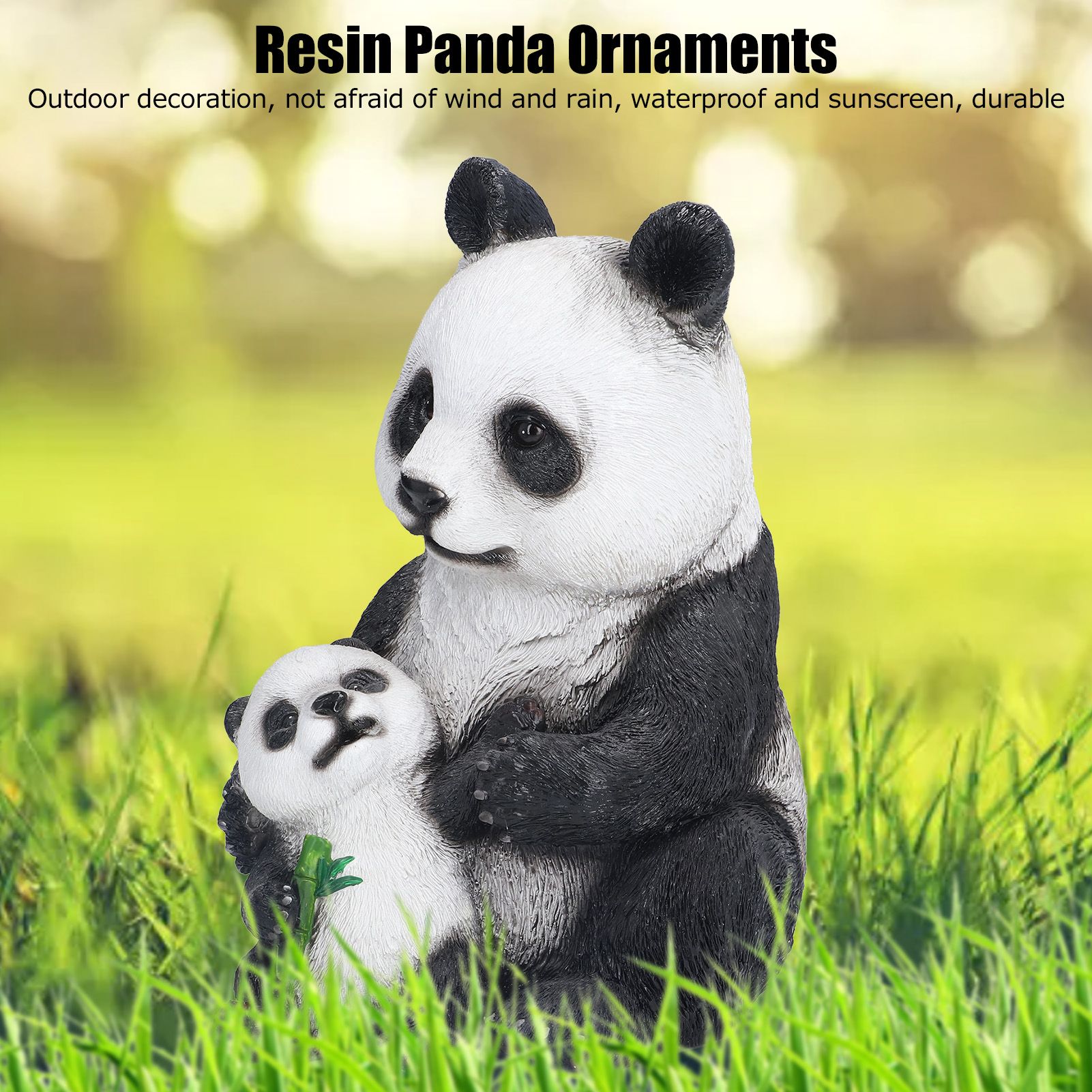 Simulation Panda Ornaments Synthetic Resin Bear Ornaments for Garden Lawn Desk view 14