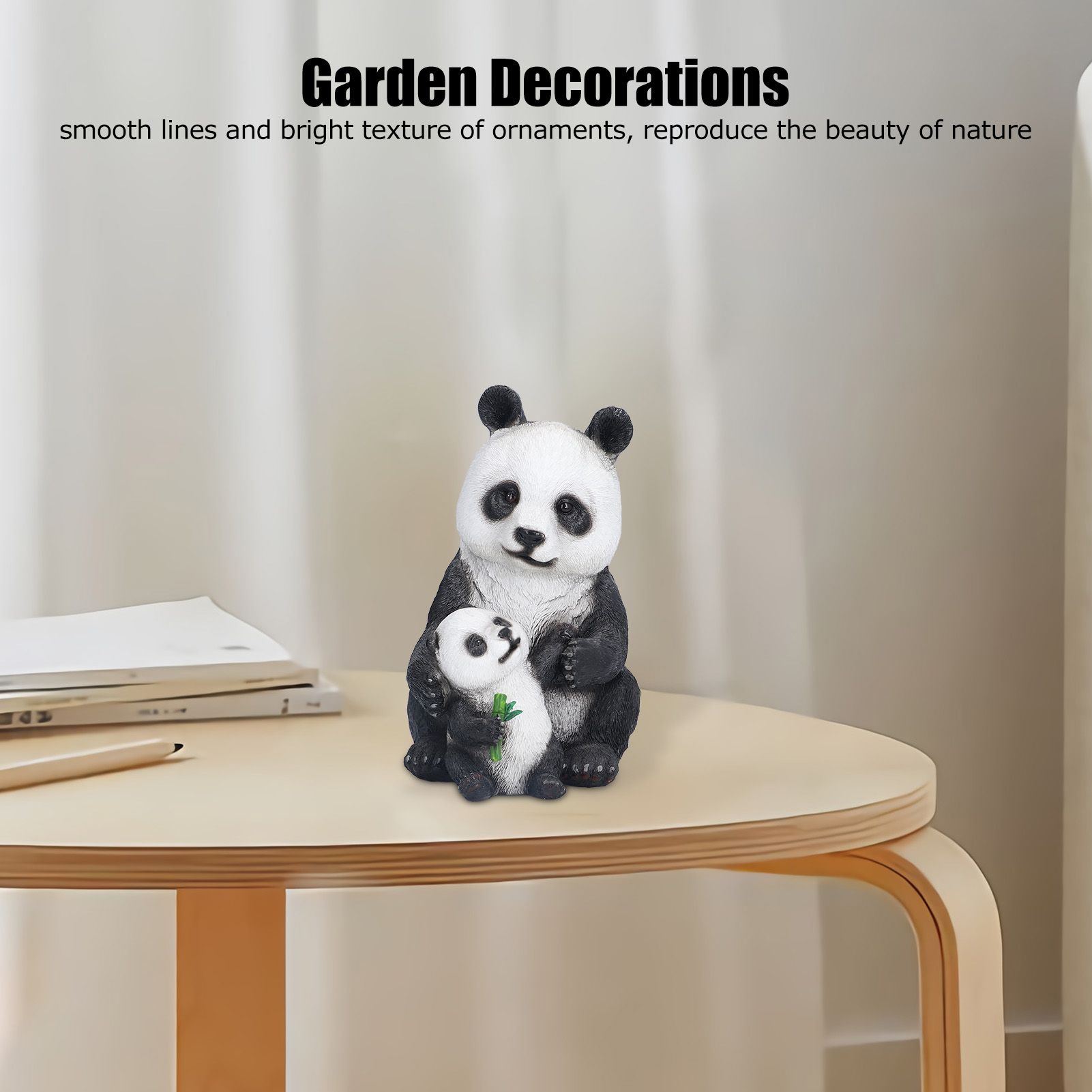 Simulation Panda Ornaments Synthetic Resin Bear Ornaments for Garden Lawn Desk view 15