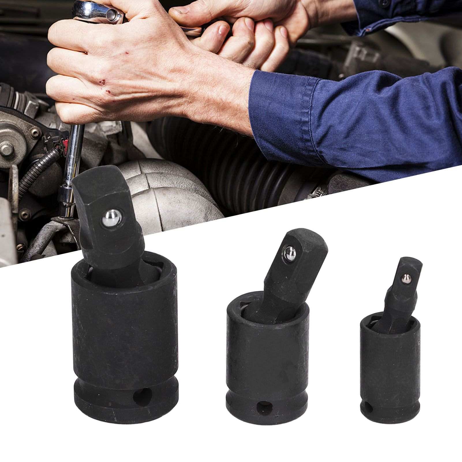 3PCS Universal Joint Socket Adapter 1/2 1/4 3/8 Drive Impact Adapter Socket view 11