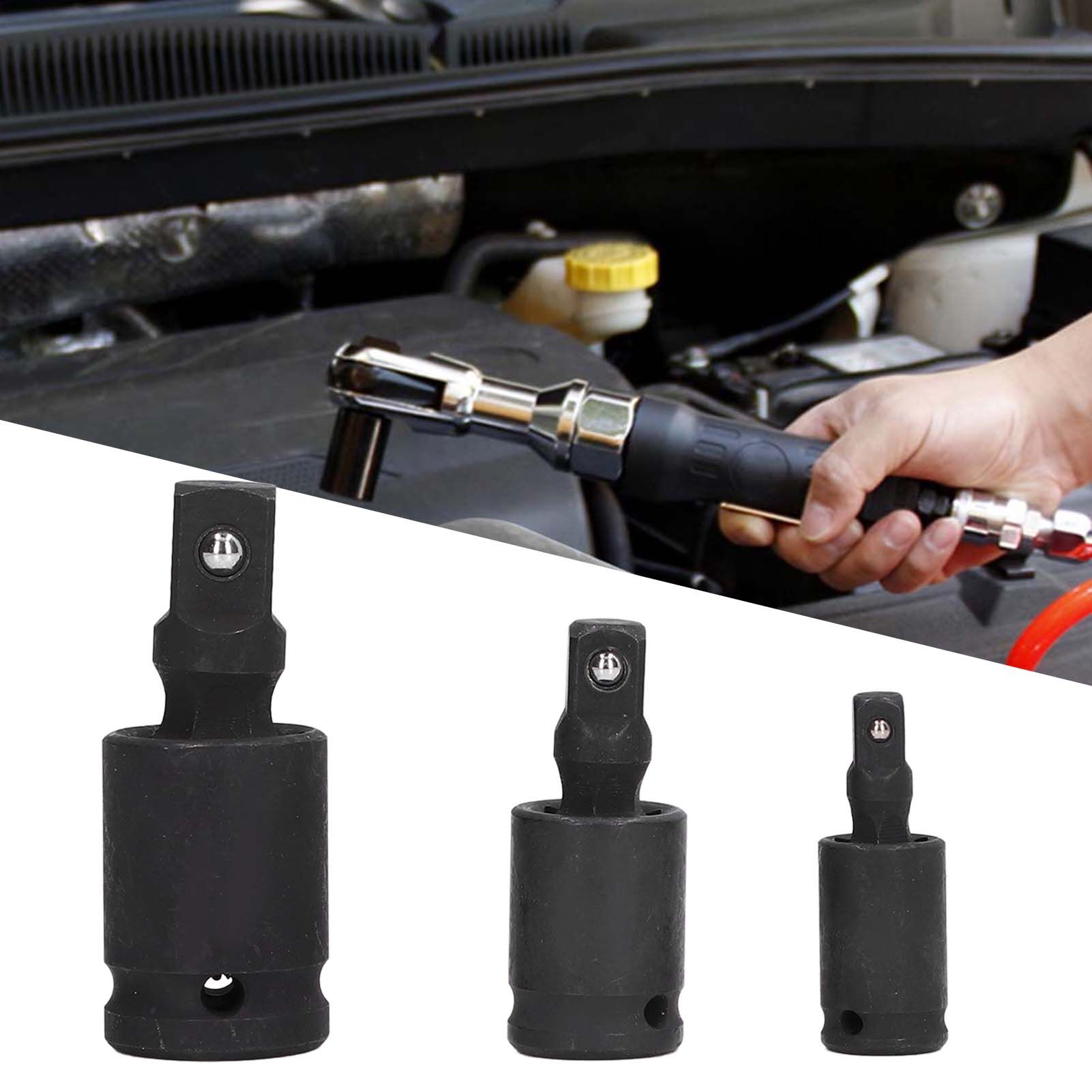 3PCS Universal Joint Socket Adapter 1/2 1/4 3/8 Drive Impact Adapter Socket view 12