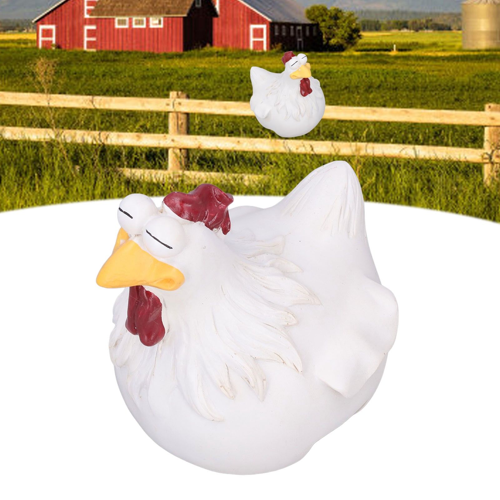 Big Eye Chicken Ornaments Funny Chicken Statues for Garden Stairs Farm Patio view 11