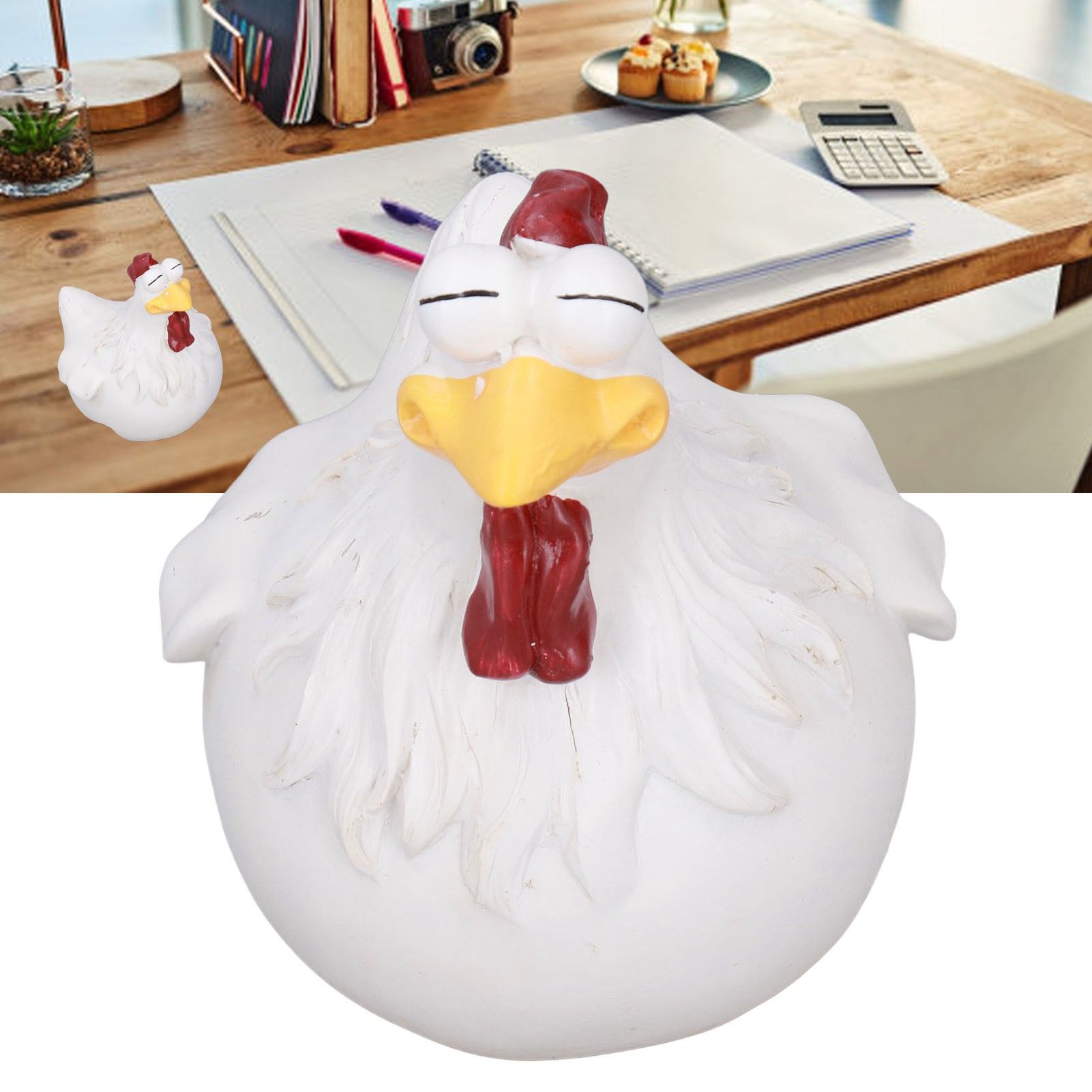 Big Eye Chicken Ornaments Funny Chicken Statues for Garden Stairs Farm Patio view 12