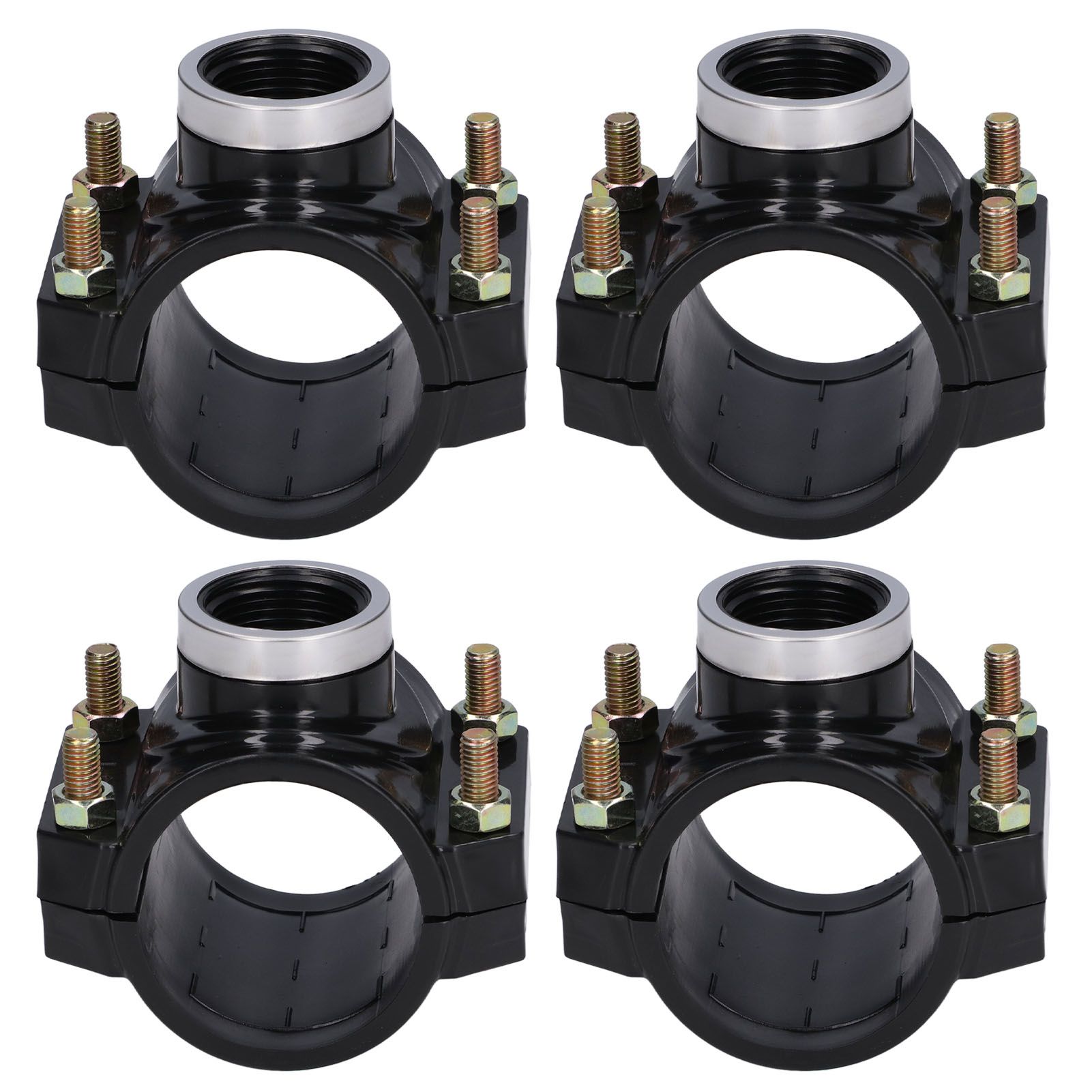 4 Sets Water Drain Saddle Plastic Pipe Additional Quick Connector Tee Kit G1 view 2