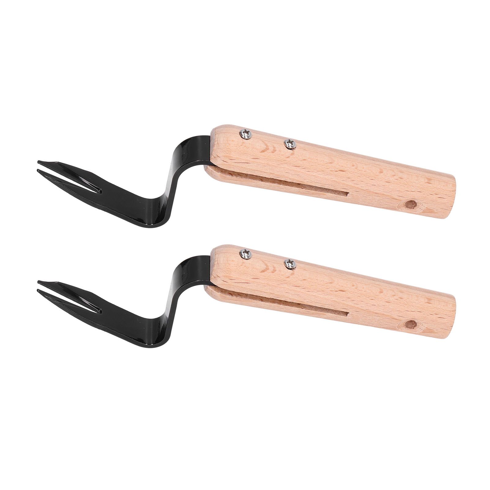 2Pcs Forked Head Hand Weeder Puller Wood Handle Remove Weeds Shovel Garden view 7