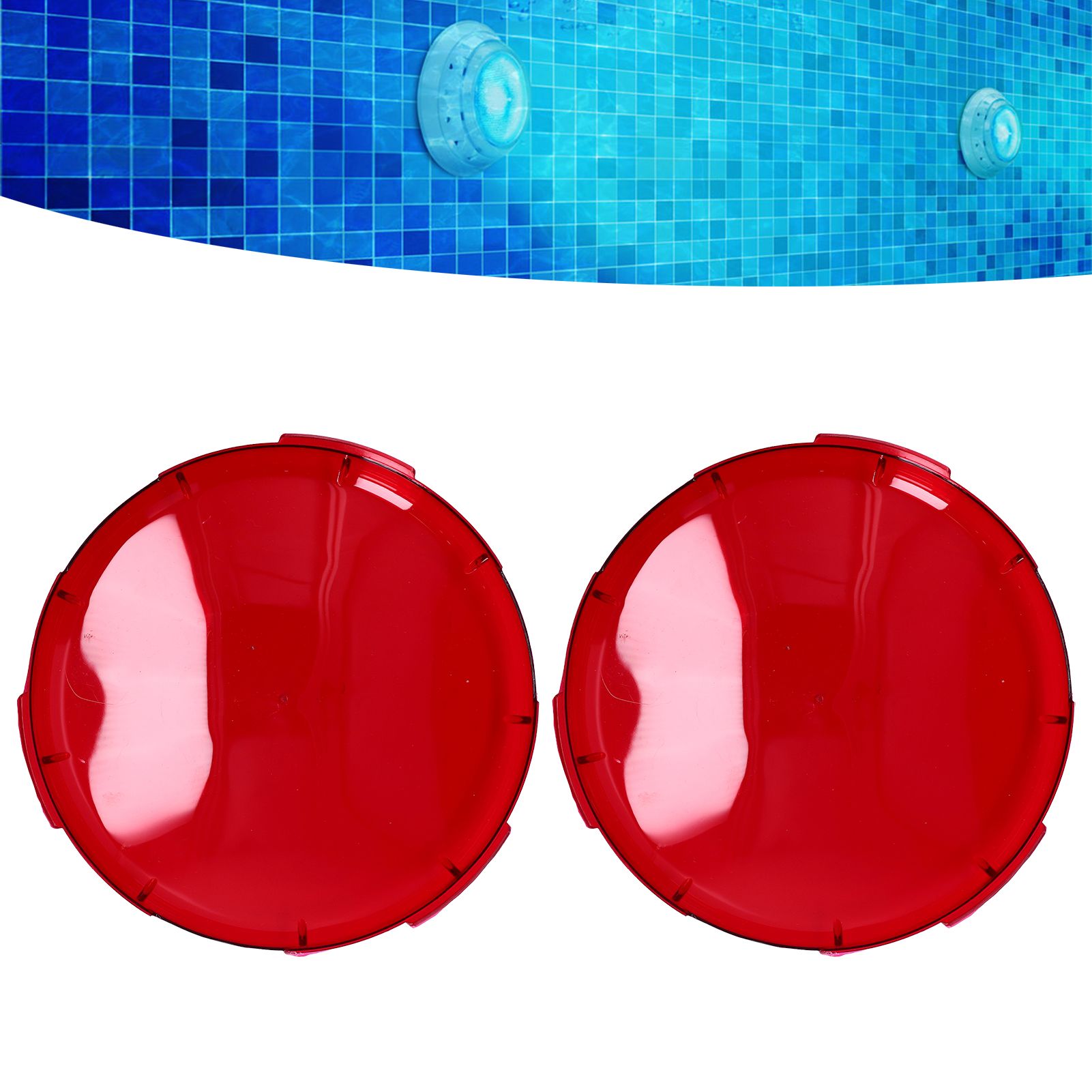 2Pcs Pool Lens Cover Plastic Red Transparent Underwater Light Lens Covers for view 11