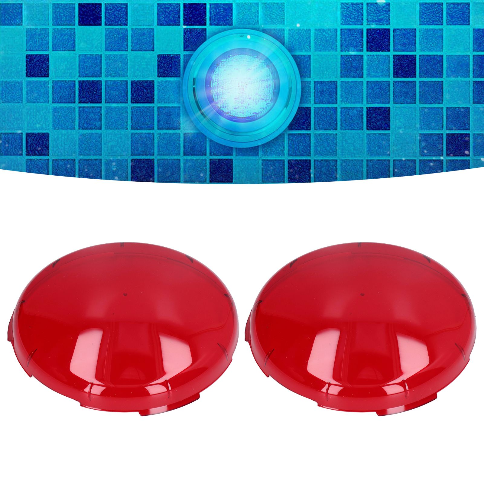 2Pcs Pool Lens Cover Plastic Red Transparent Underwater Light Lens Covers for view 12
