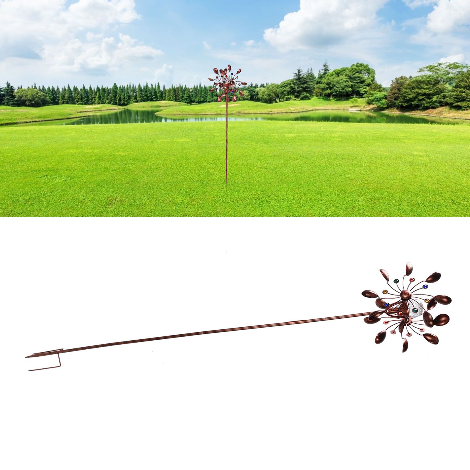 Solar Wind Spinners Multi Color LED Lights Garden Wind Catcher Windmill for view 11