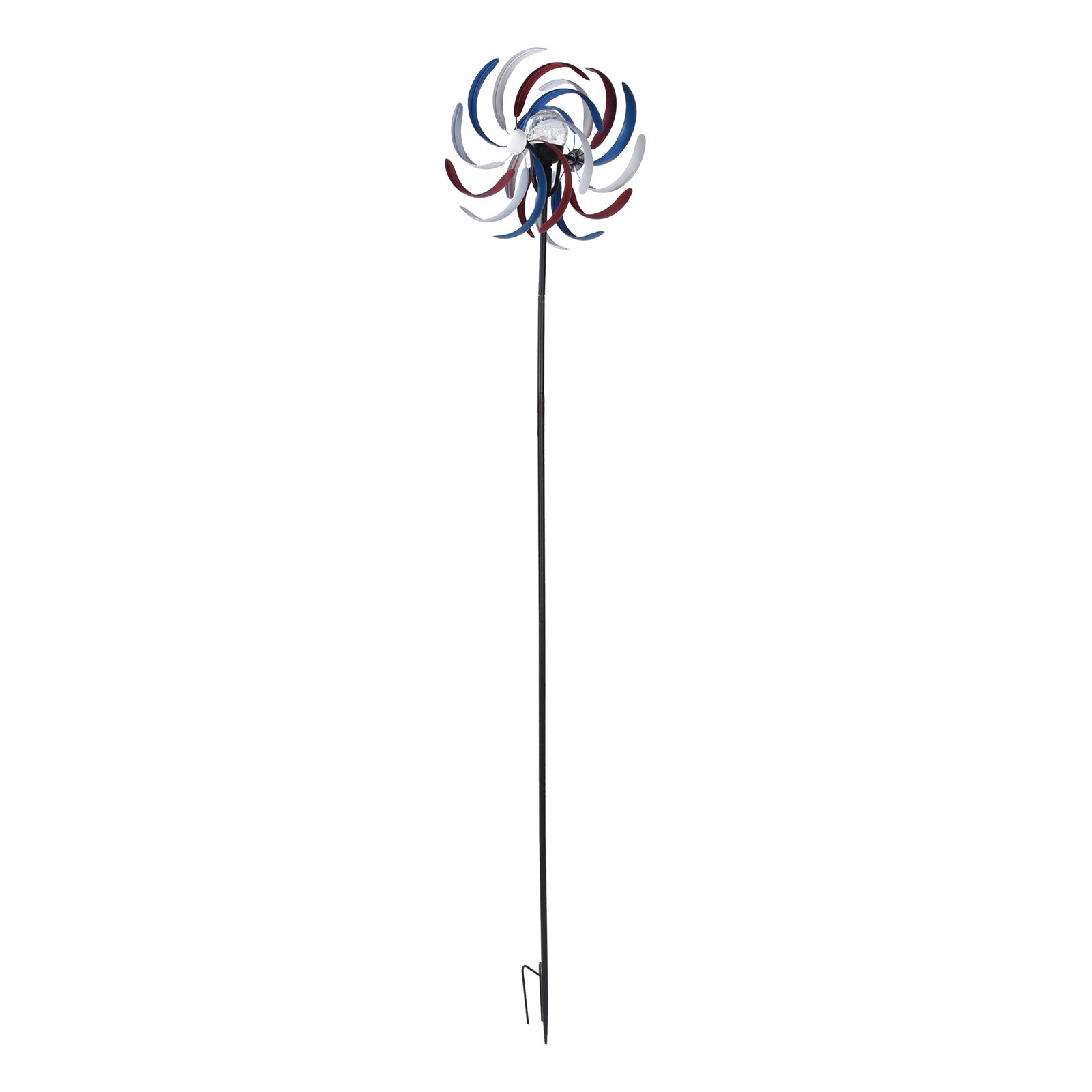 Outdoor Metal Wind Spinners LED Light Solar Powered Windmill for Yard Garden view 2