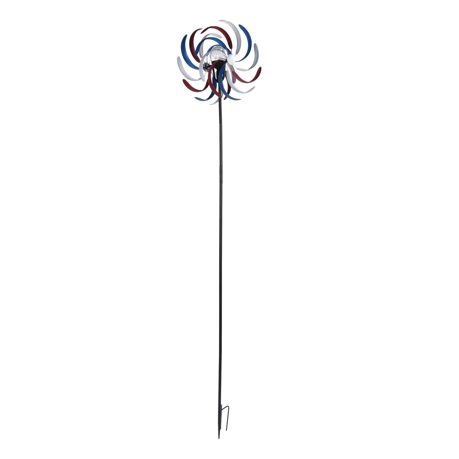 Outdoor Metal Wind Spinners LED Light Solar Powered Windmill for Yard Garden view 3