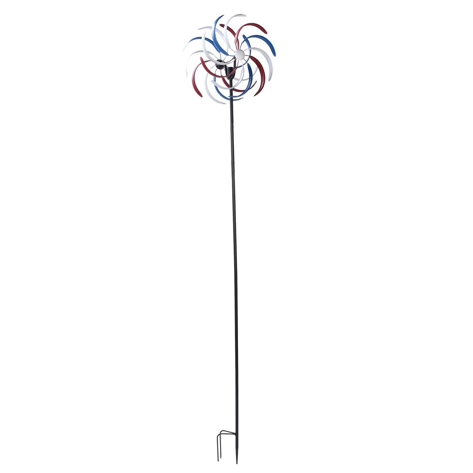 Outdoor Metal Wind Spinners LED Light Solar Powered Windmill for Yard Garden view 4