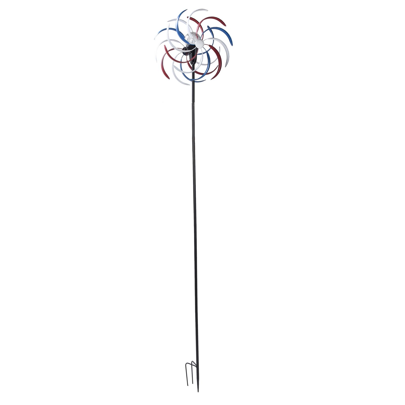 Outdoor Metal Wind Spinners LED Light Solar Powered Windmill for Yard Garden view 7