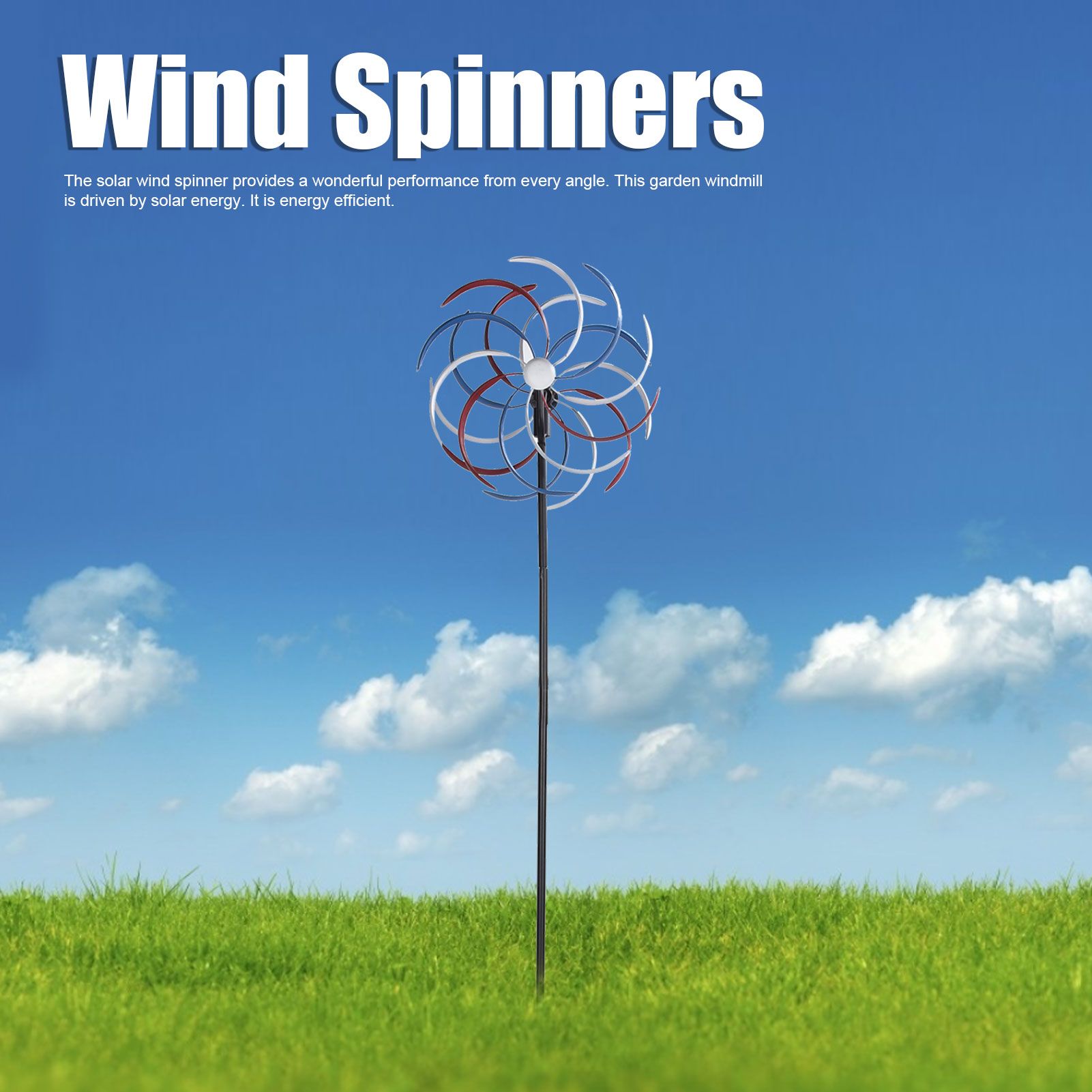 Outdoor Metal Wind Spinners LED Light Solar Powered Windmill for Yard Garden view 15