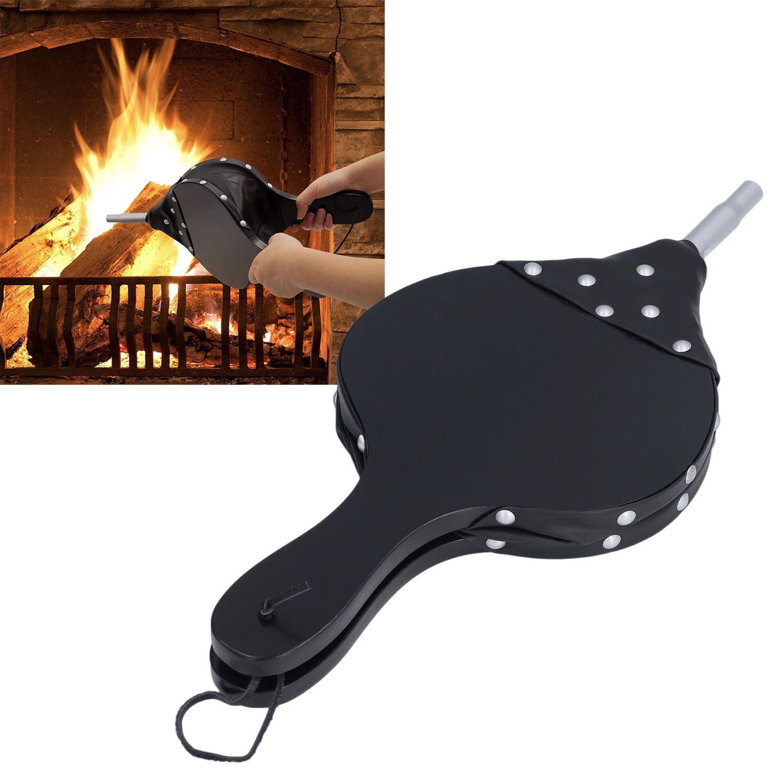 Hand Made Wooden Fireplace Blower Smoke Resistance Fireplace Wood Bellows for view 11