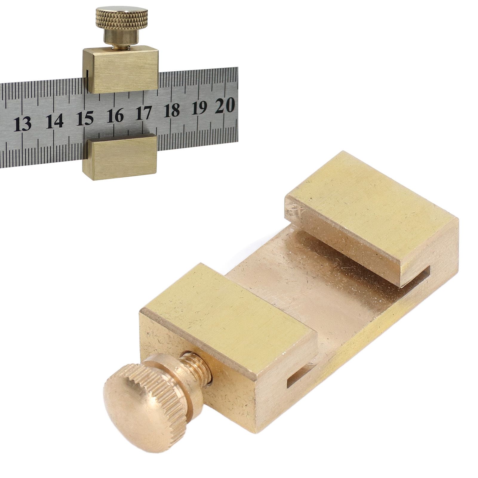 Brass Scribe Steel Ruler Positioning Limit Block Woodworking Angle Line view 11