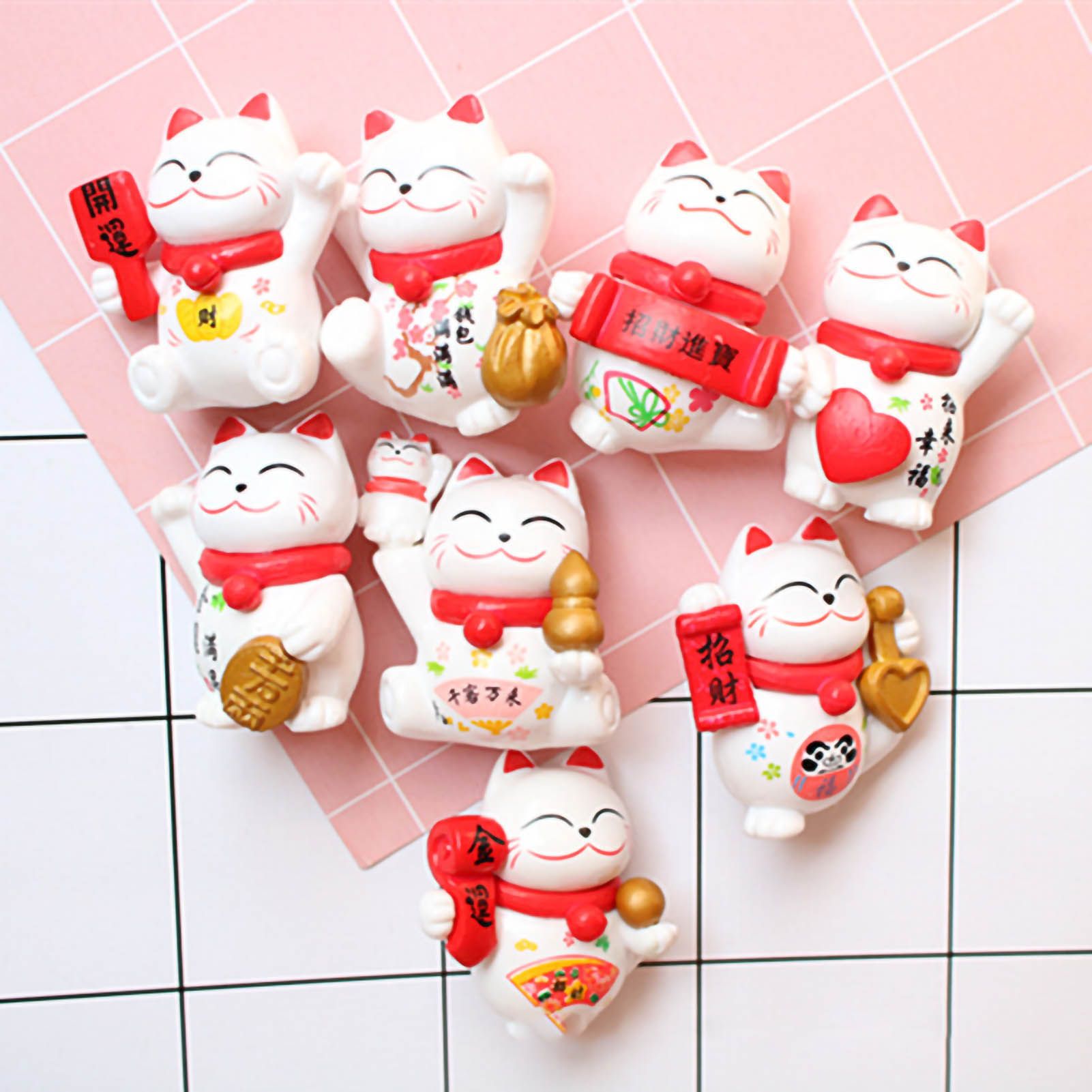 Lucky Cat Ornament Waving Arm Fortune Cat PVC Animal Figurine for Home — image 1