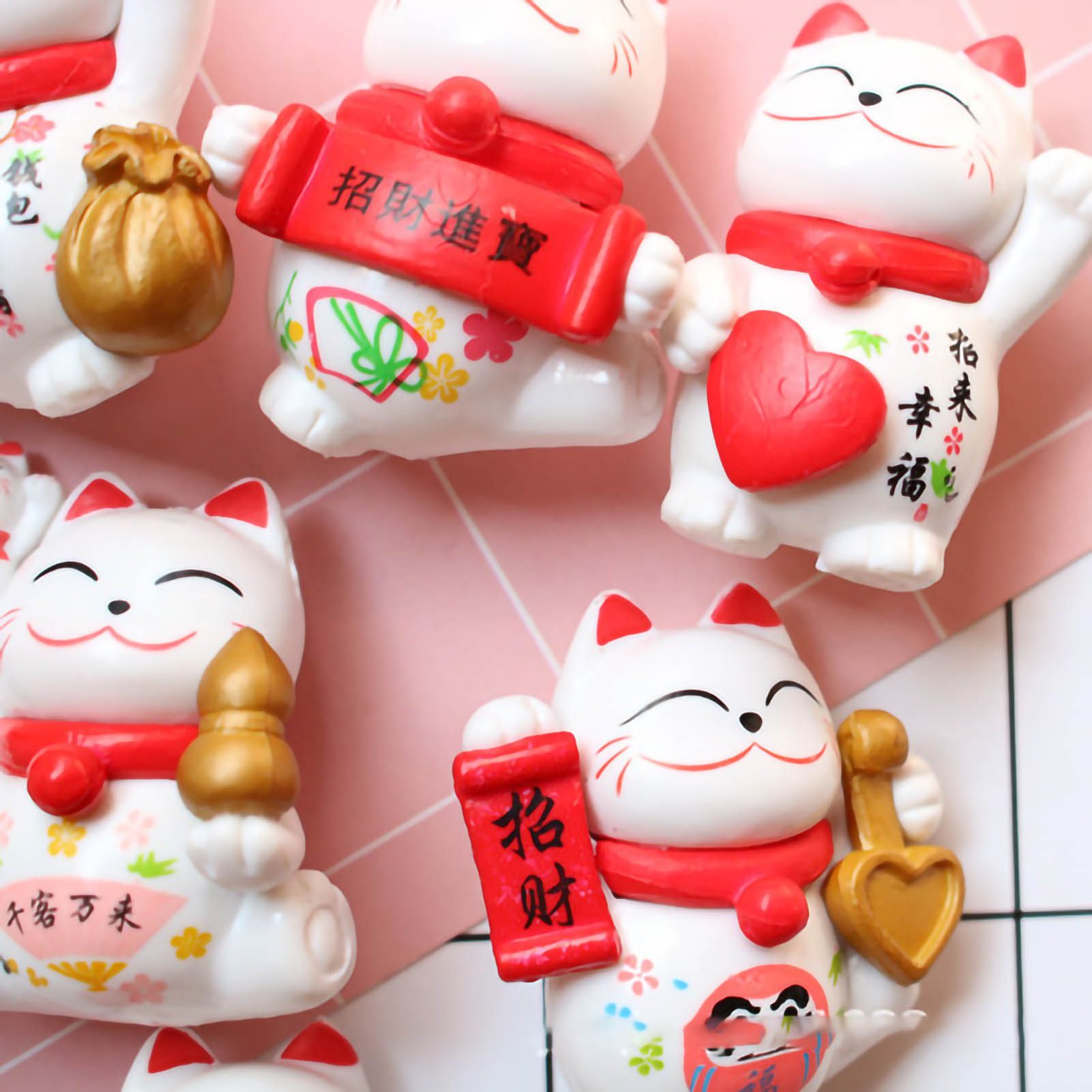 Lucky Cat Ornament Waving Arm Fortune Cat PVC Animal Figurine for Home view 4