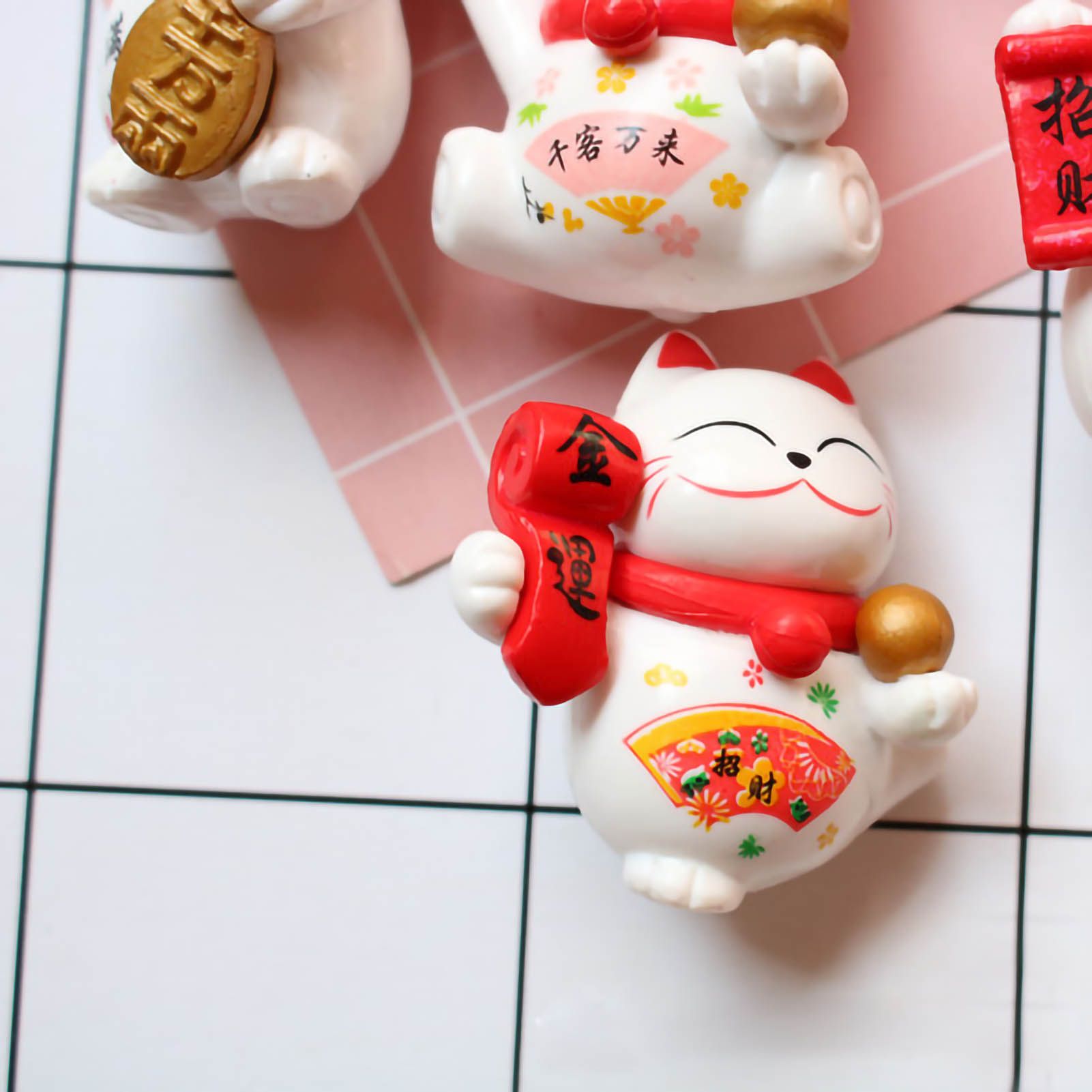 Lucky Cat Ornament Waving Arm Fortune Cat PVC Animal Figurine for Home view 5