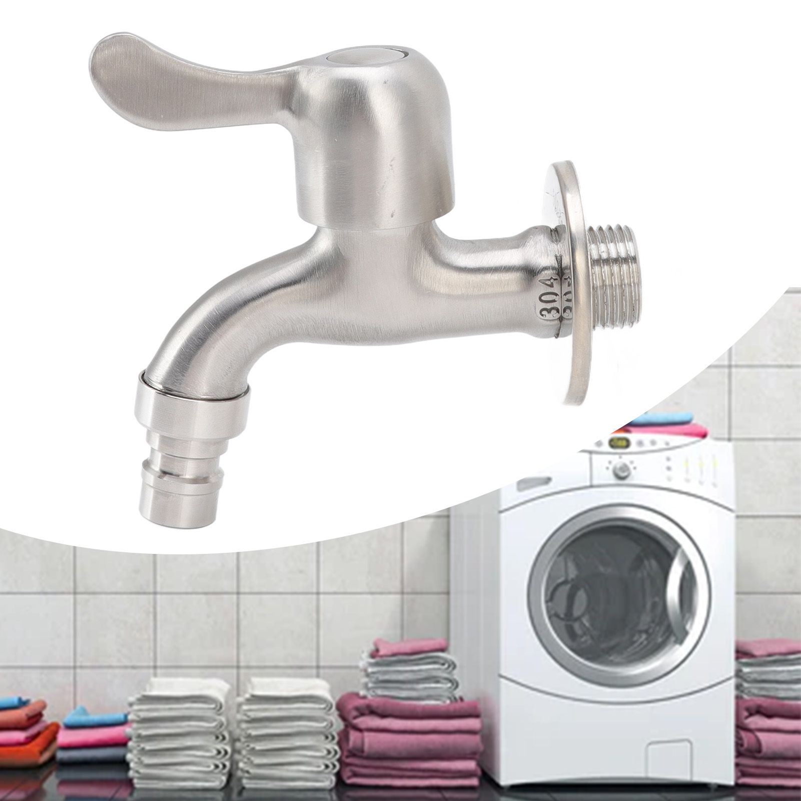 G1/2 Washing Machine Tap Leakage Proof Cold Water Stainless Steel Wall Mounted view 12