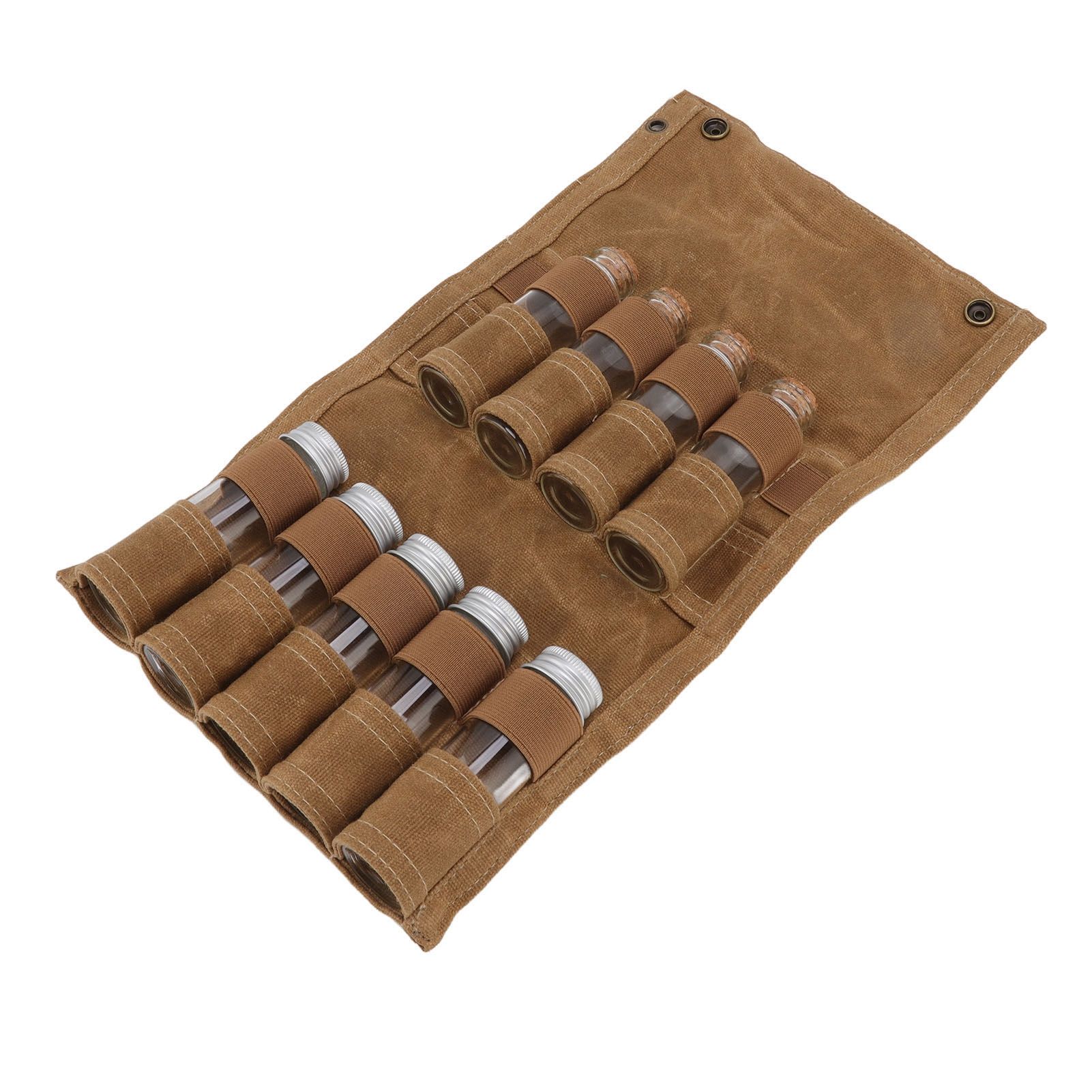 Spice Bottle Bag Wet Wax Canvas Portable Seasoning Storage Bag with 9 Glass view 2