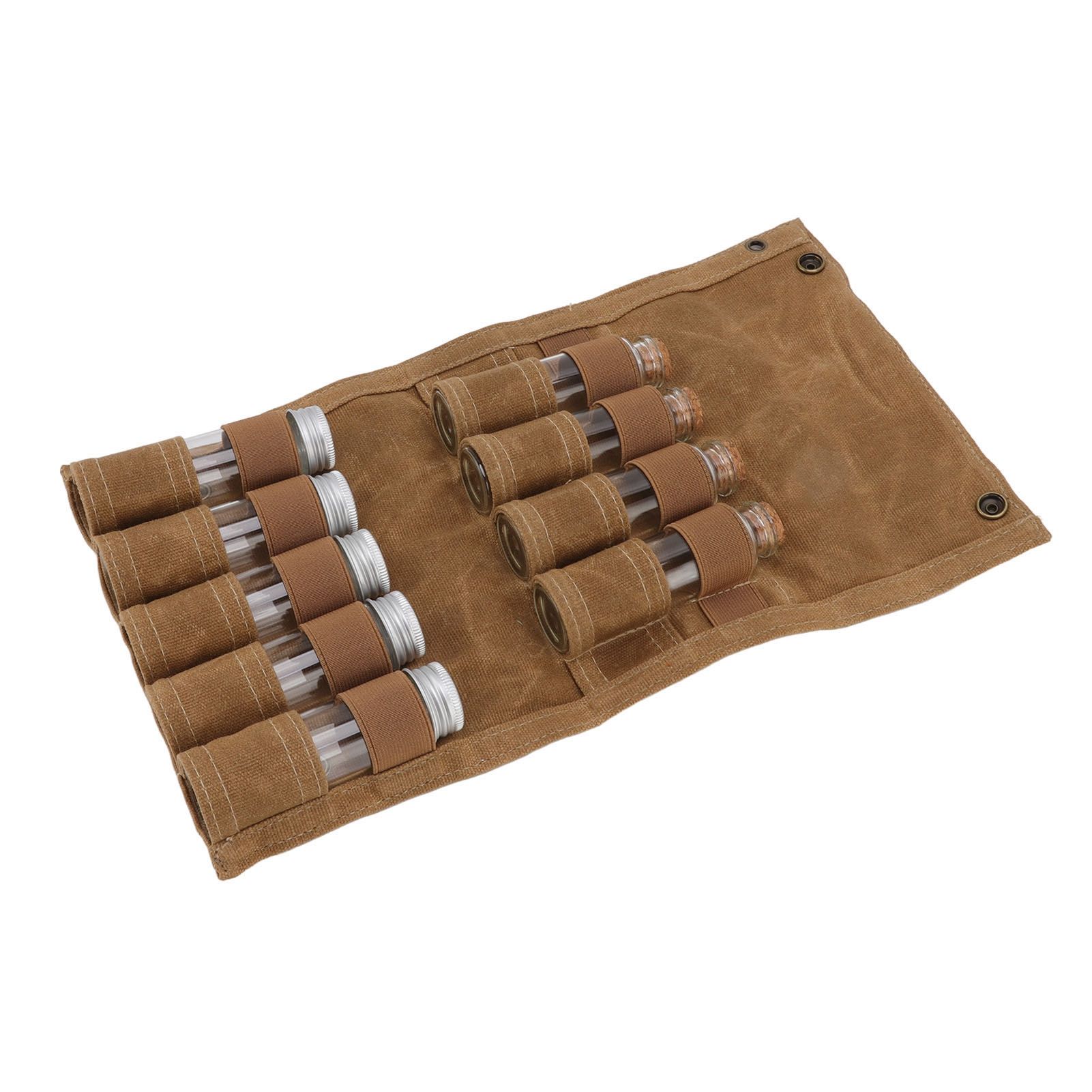 Spice Bottle Bag Wet Wax Canvas Portable Seasoning Storage Bag with 9 Glass view 4