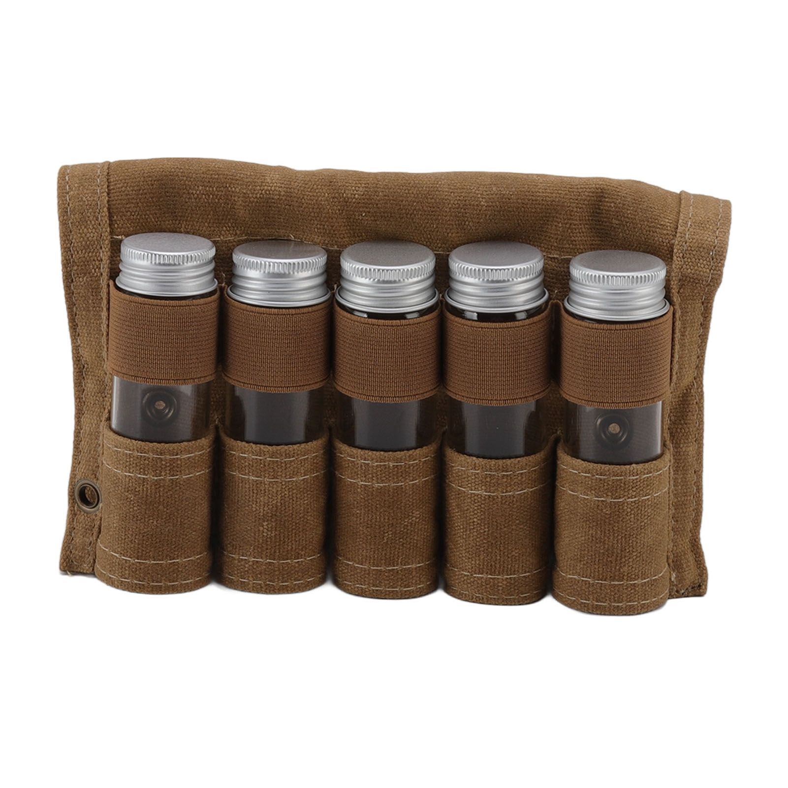 Spice Bottle Bag Wet Wax Canvas Portable Seasoning Storage Bag with 9 Glass view 6