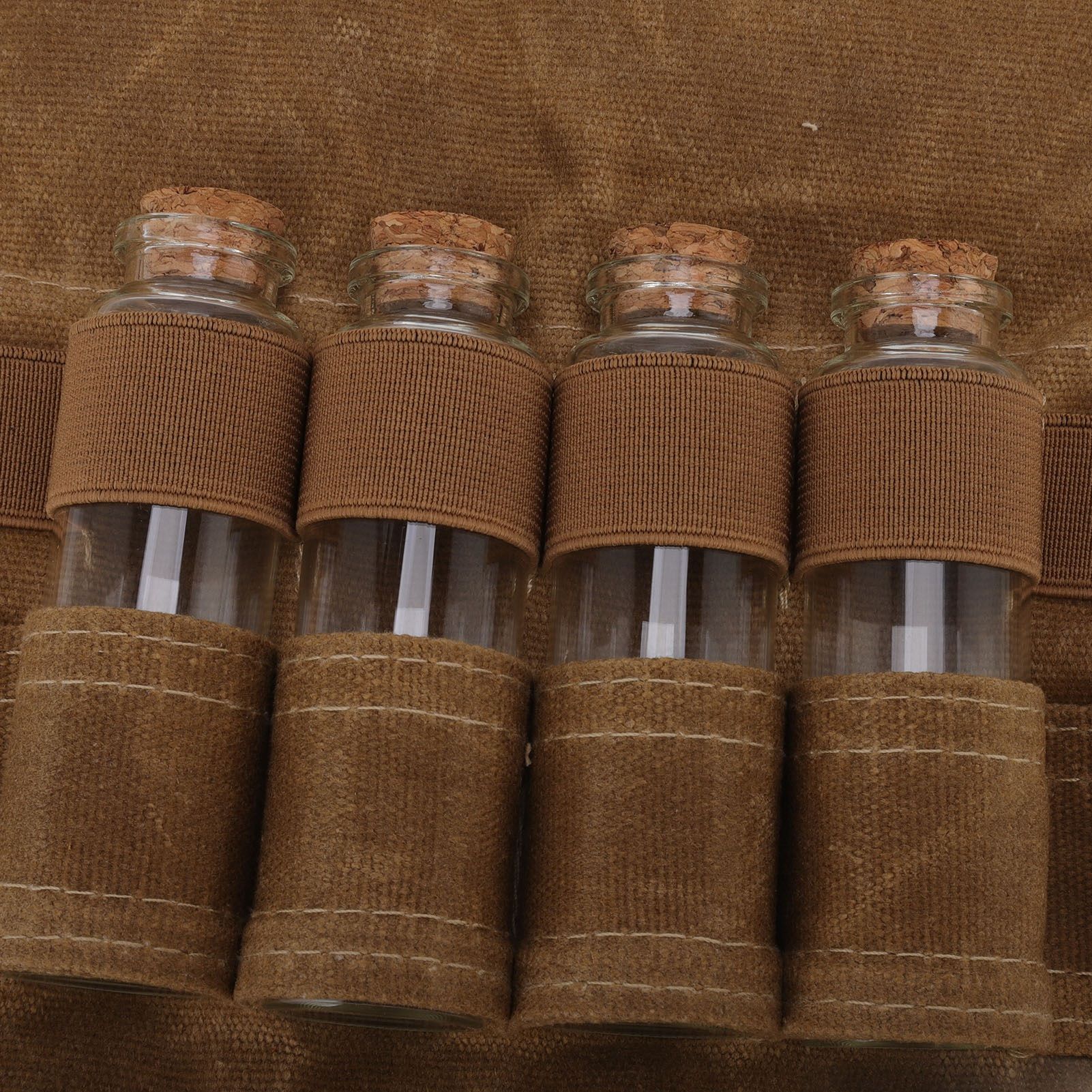 Spice Bottle Bag Wet Wax Canvas Portable Seasoning Storage Bag with 9 Glass view 13